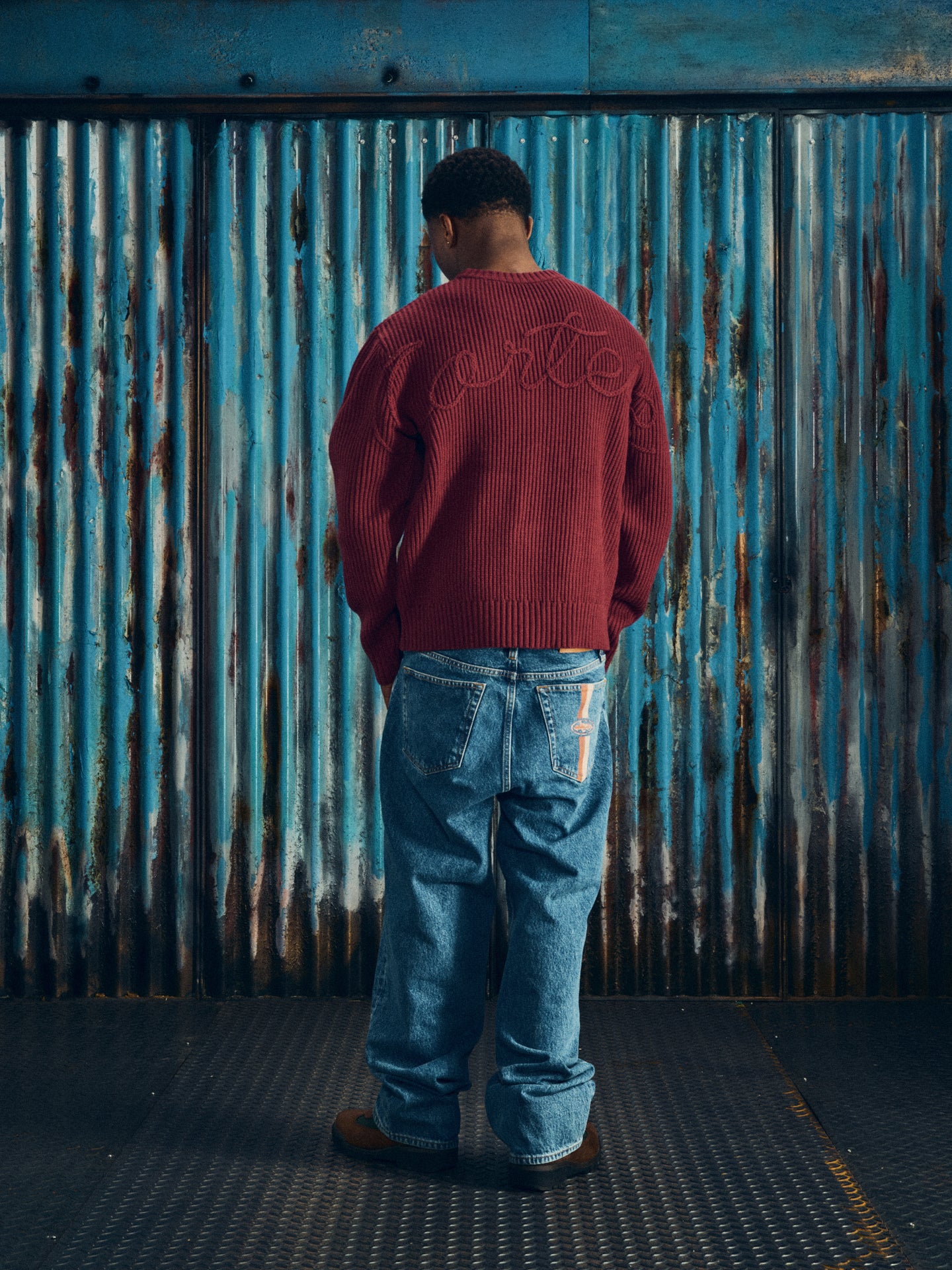 CROCHET APPLIQUE KNIT CREW [PINK]