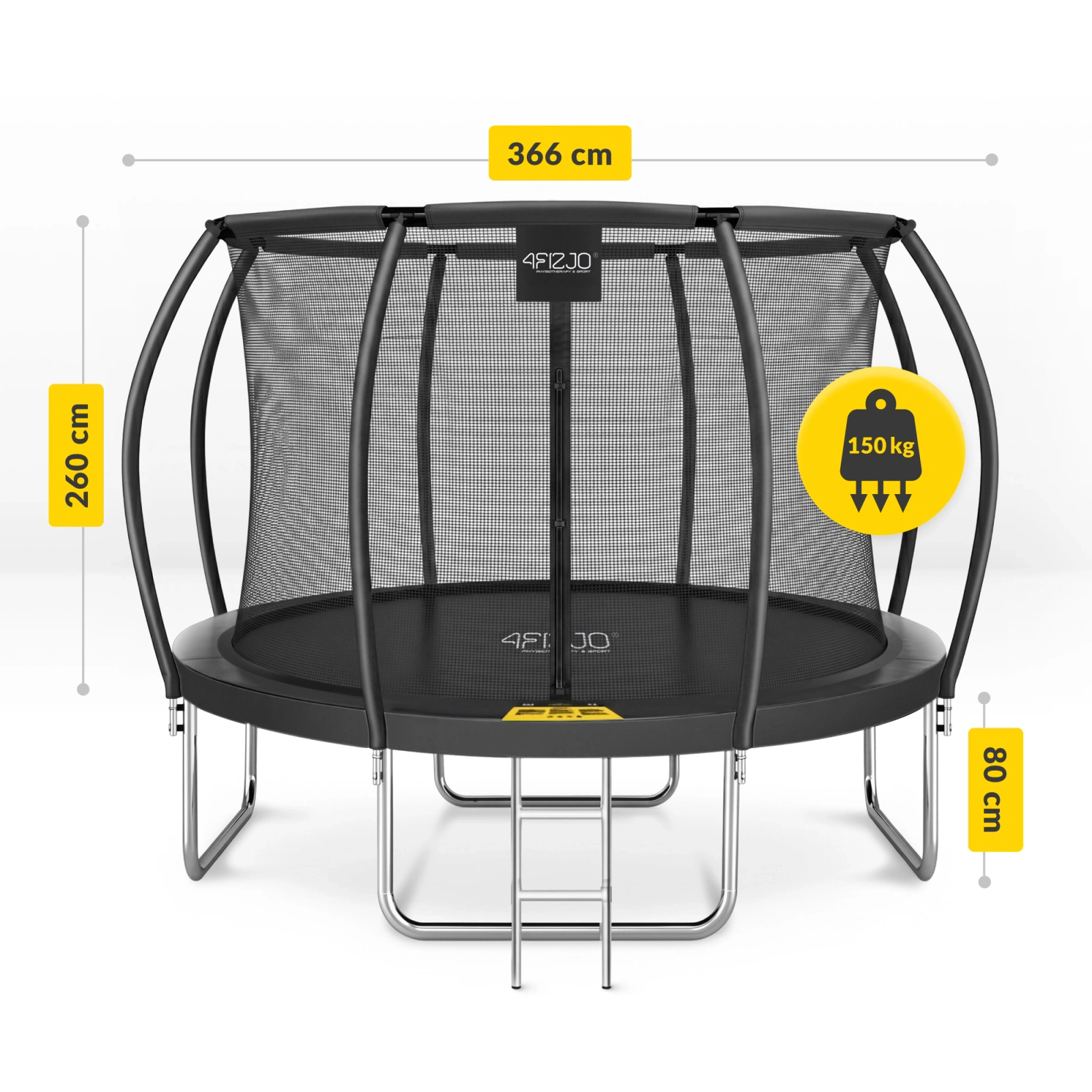 trampolina ogrodowa, trampolina dla dzieci, trampolina 4fizaro, trampolina 12 FT, trampolina 366 cm, duża trampolina do ogrodu, bezpieczna trampolina z siatką, batut ogrodowy, trampolina z drabinką, aktywność na świeżym powietrzu, stabilna trampolina 150 kg, sprzęt sportowy dla dzieci, zabawki ogrodowe, fitness w ogrodzie