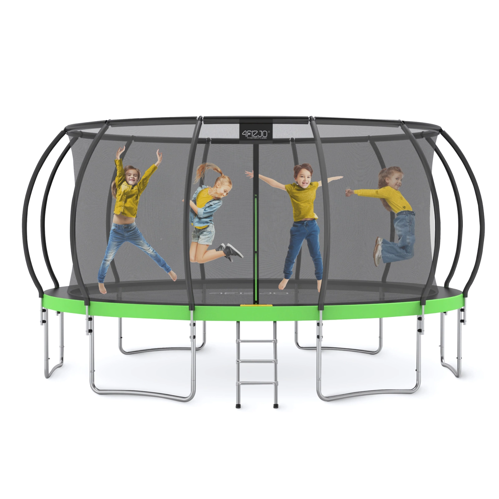 trampolina ogrodowa dla dzieci duża z sietką wewnętrzną drabinka w zestawie bezpieczna siatka ochronna