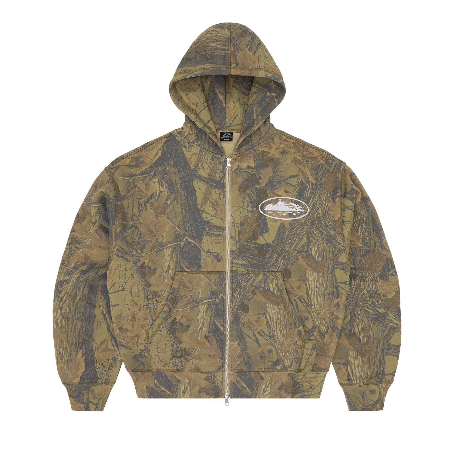 ISLAND PUFF PRINT ZIP HOODIE [OLIVE]