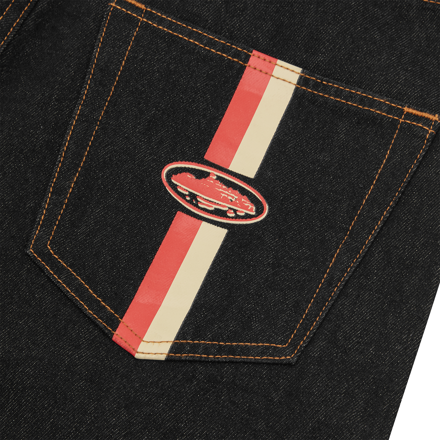 DUAL STRIPE BAGGY JEANS [MIDWASH]