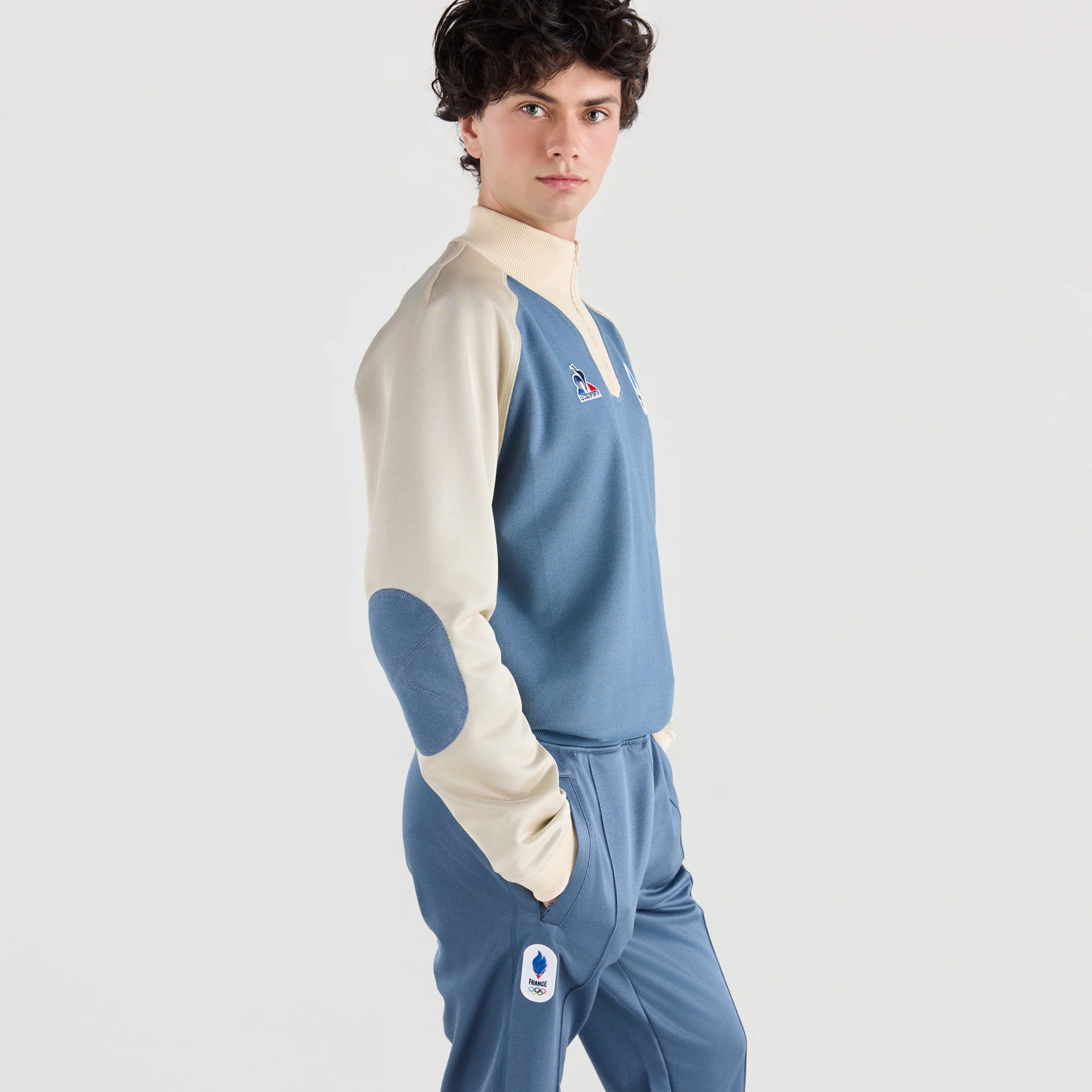 French Olympic TeamMen's Long-Sleeve Zip-Collar Polo Shirt                MEN'S SIZE GUIDE