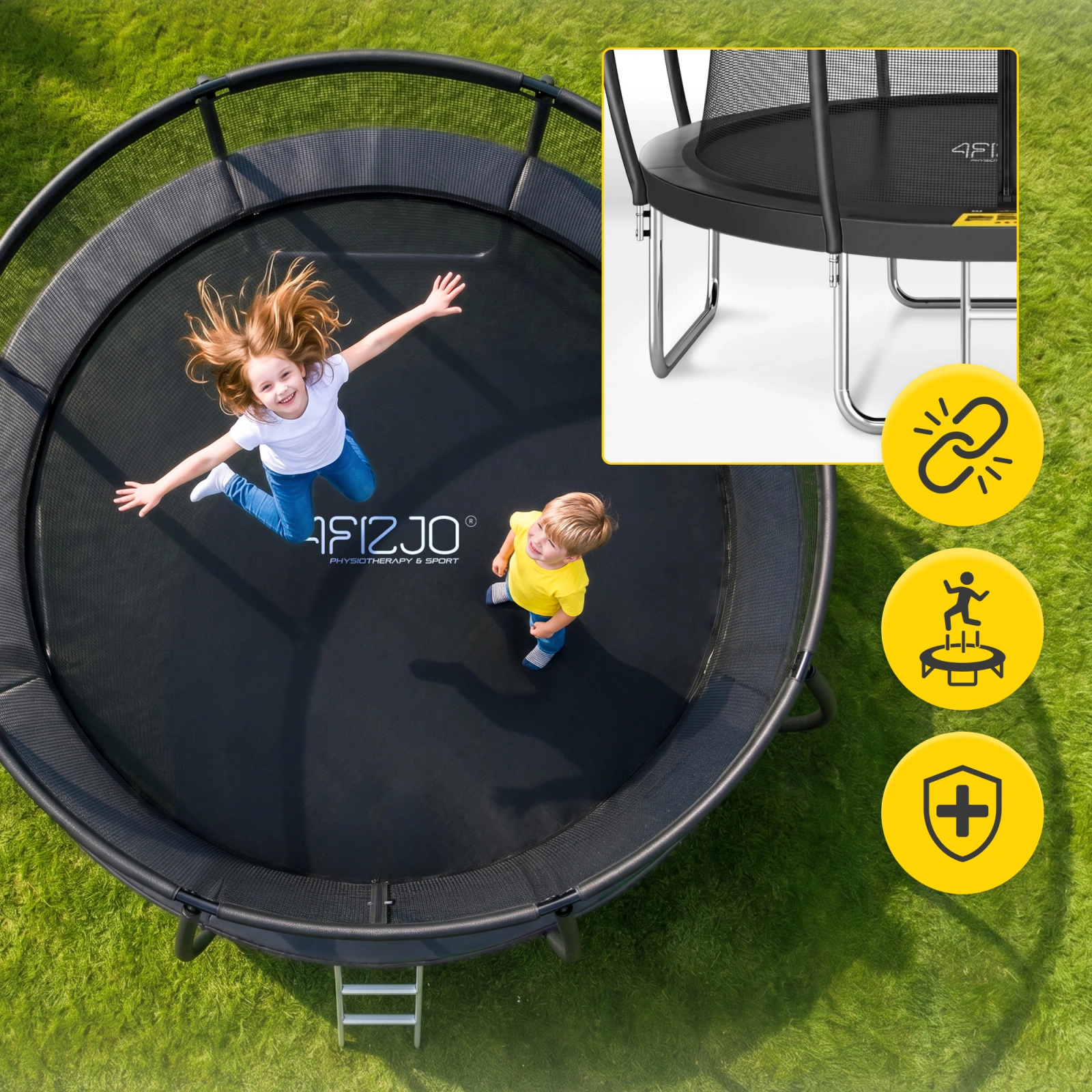 trampolina ogrodowa, trampolina dla dzieci, trampolina 4fizaro, trampolina 12 FT, trampolina 366 cm, duża trampolina do ogrodu, bezpieczna trampolina z siatką, batut ogrodowy, trampolina z drabinką, aktywność na świeżym powietrzu, stabilna trampolina 150 kg, sprzęt sportowy dla dzieci, zabawki ogrodowe, fitness w ogrodzie