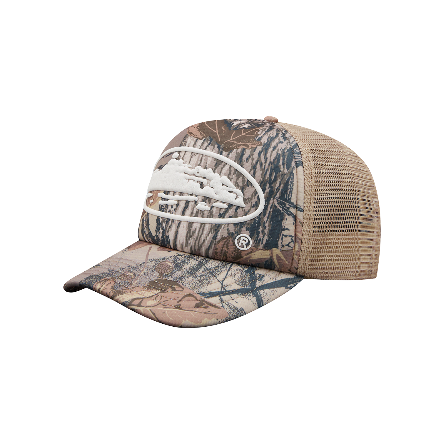 ISLAND PUFF PRINT TRUCKER HAT [WOODLAND CAMO]