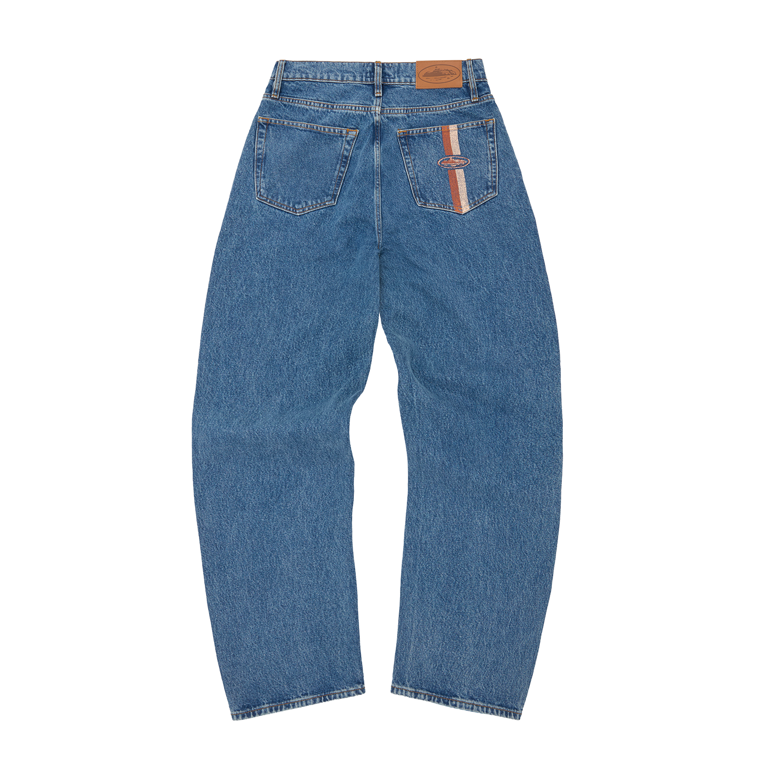 DUAL STRIPE BAGGY JEANS [WASHED BLACK]