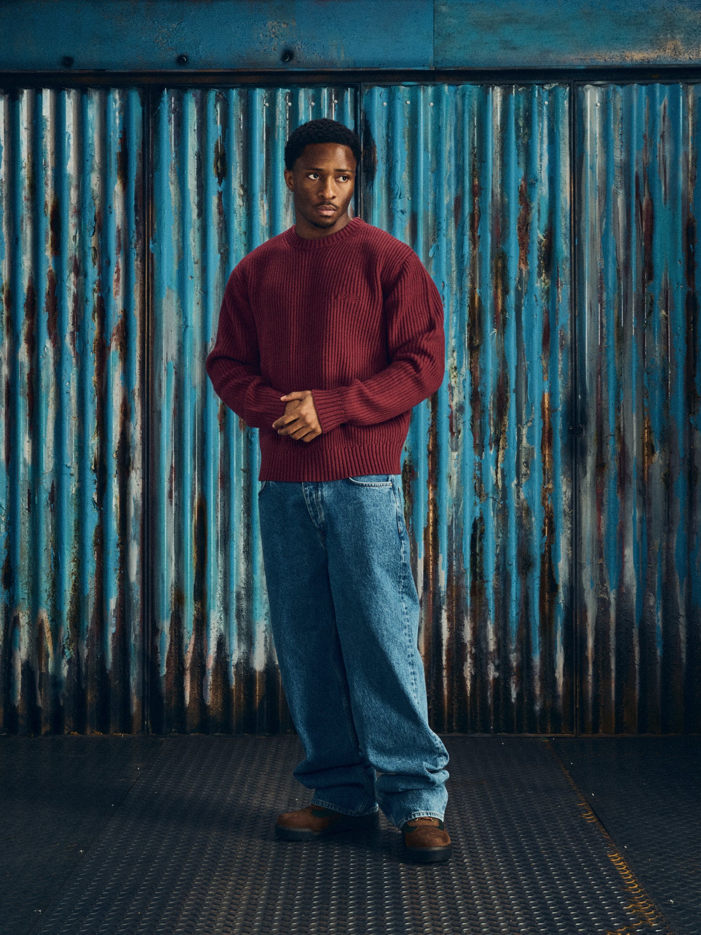 CROCHET APPLIQUE KNIT CREW [PINK]