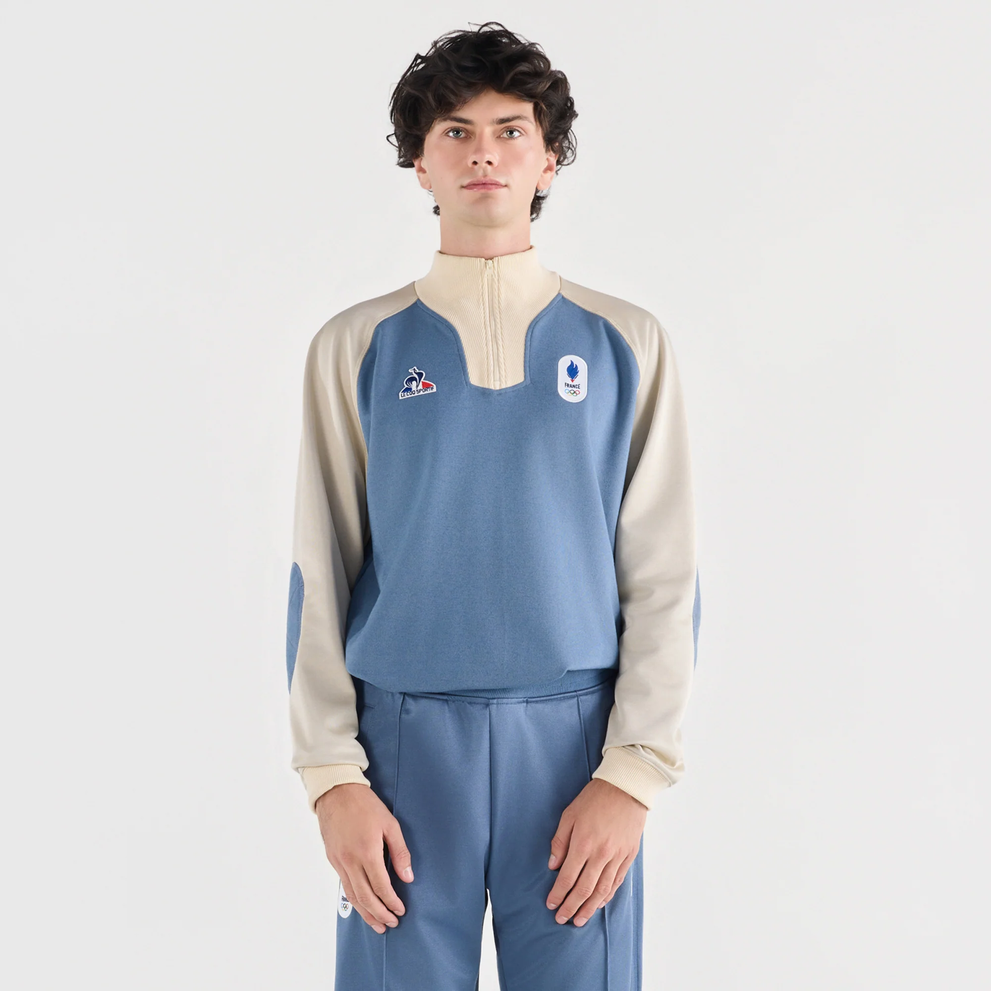 French Olympic TeamMen's Long-Sleeve Zip-Collar Polo Shirt                MEN'S SIZE GUIDE