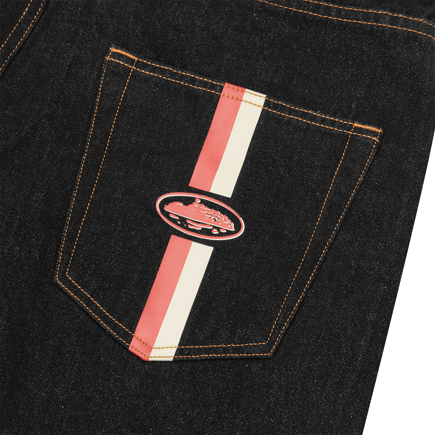 DUAL STRIPE DENIM SHORT [WASHED BLACK]