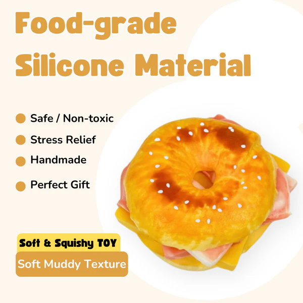 Cheese Bacon Bagel SoftMuddy Texture Taba Squishy Toy