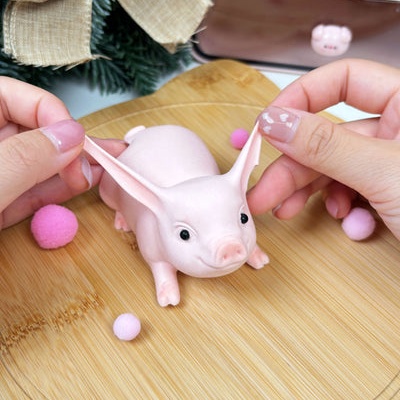 Flocked Pig Taba Squishy Toy