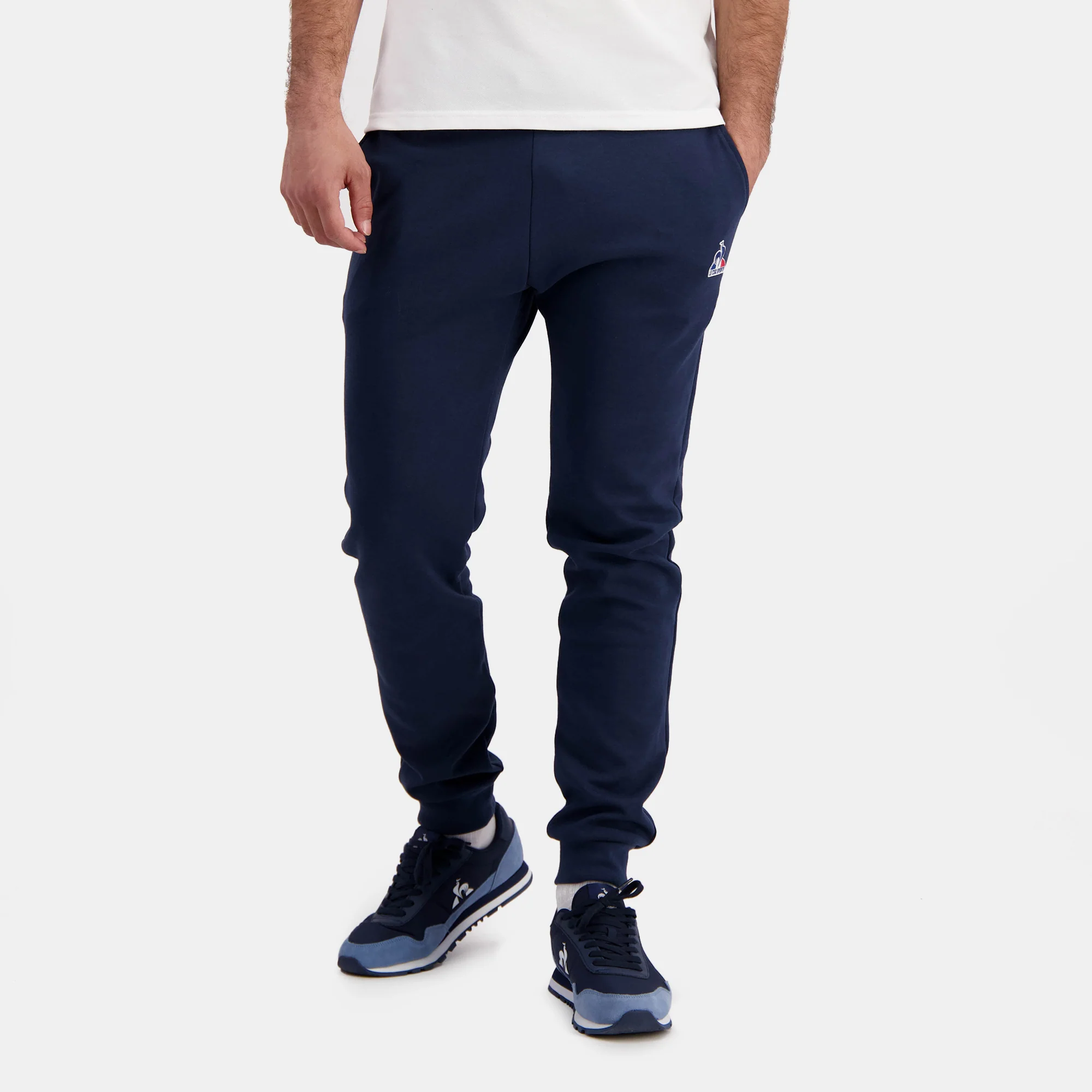 EssentielsMen's Slim Fit Navy Blue Trousers                MEN'S SIZE GUIDE