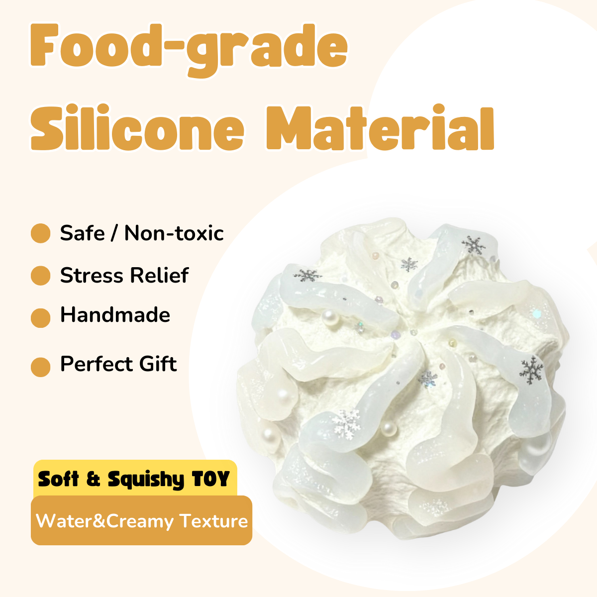 Snowflake Ice Cream Water&Creamy Texture Taba Squishy Toy