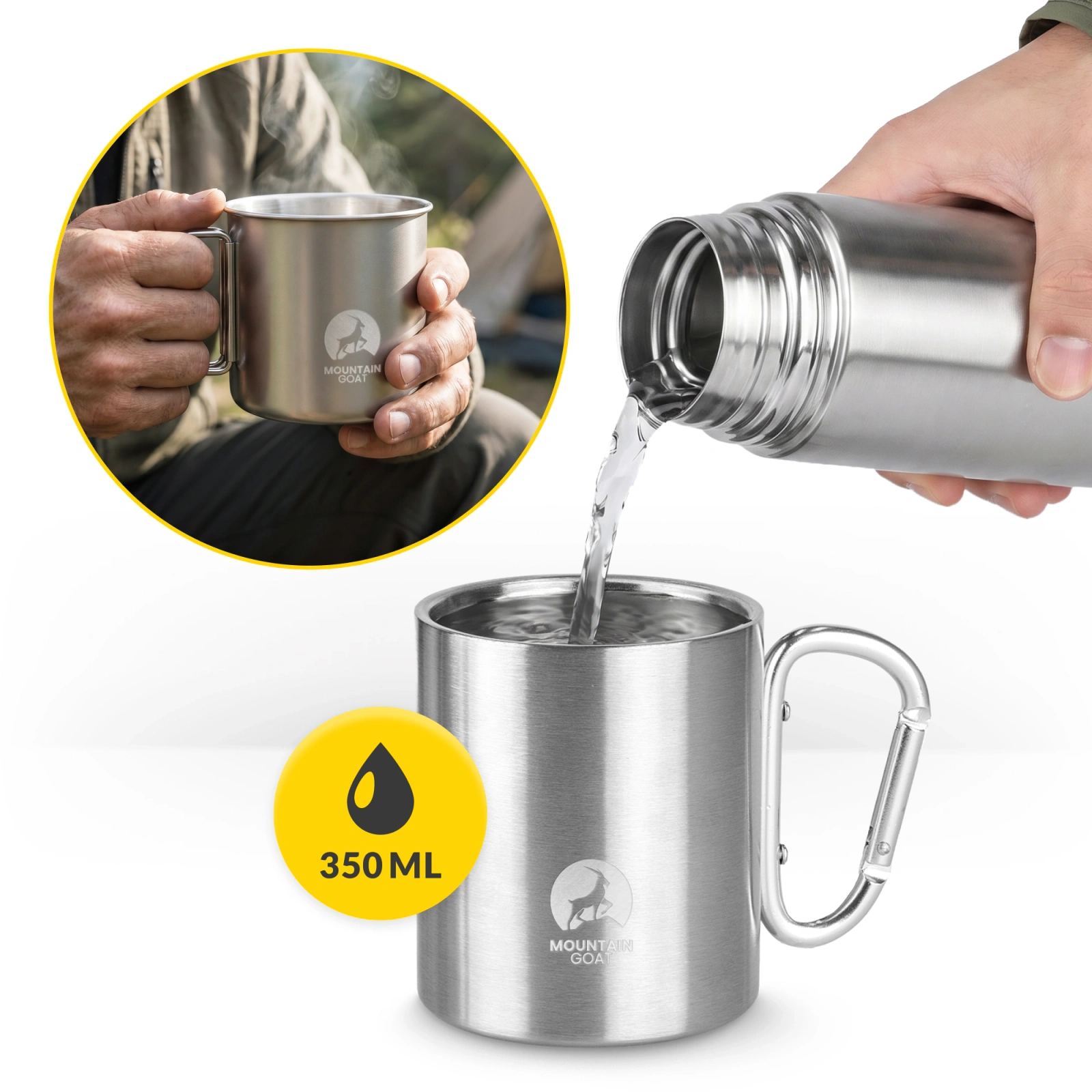 kubek turystyczny stalowy, kubek turystyczny 350 ml, kubek z karabińczykiem, kubek , stalowy kubek na kawę, kubek outdoorowy, kubek ze stali nierdzewnej 304, kubek stal nierdzewna 304, lekki kubek turystyczny, kubek jednościenny, kubek z metalową rączką