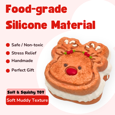 Christmas Reindeer Cookies Soft Muddy Texture Taba Squishy Toy