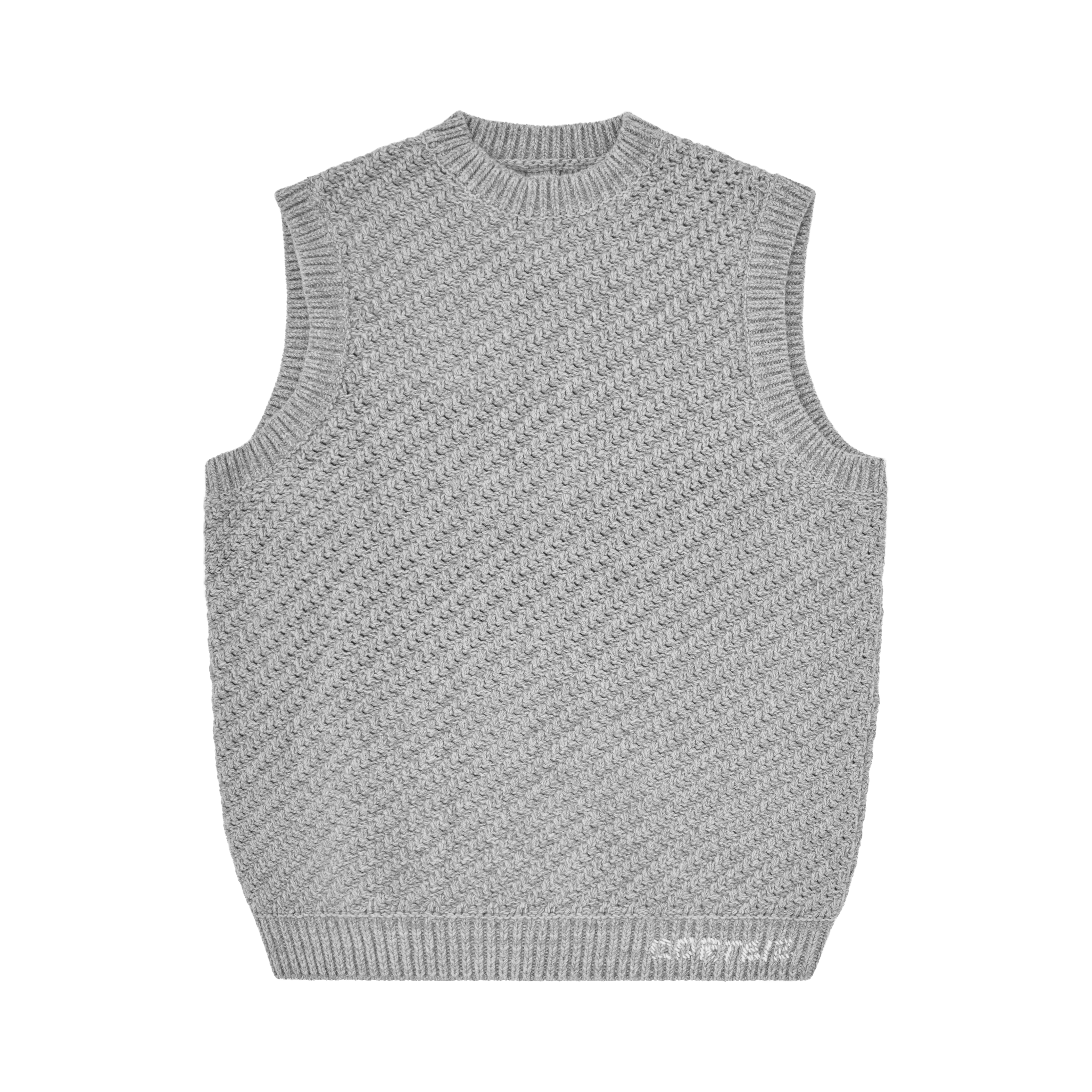 HAND EMBROIDERED KNIT VEST [GREY]