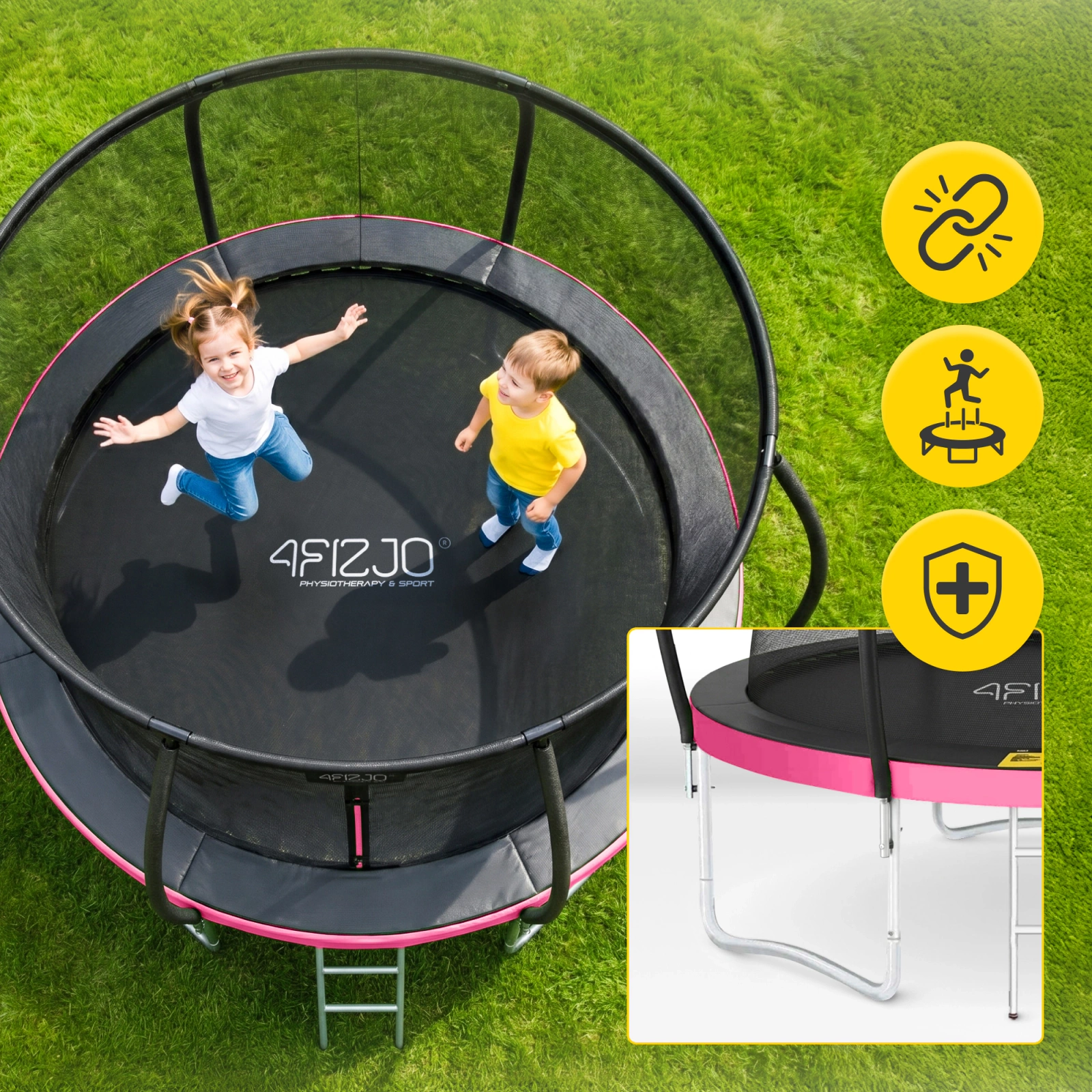 trampolina ogrodowa z siatka wewnetrzna