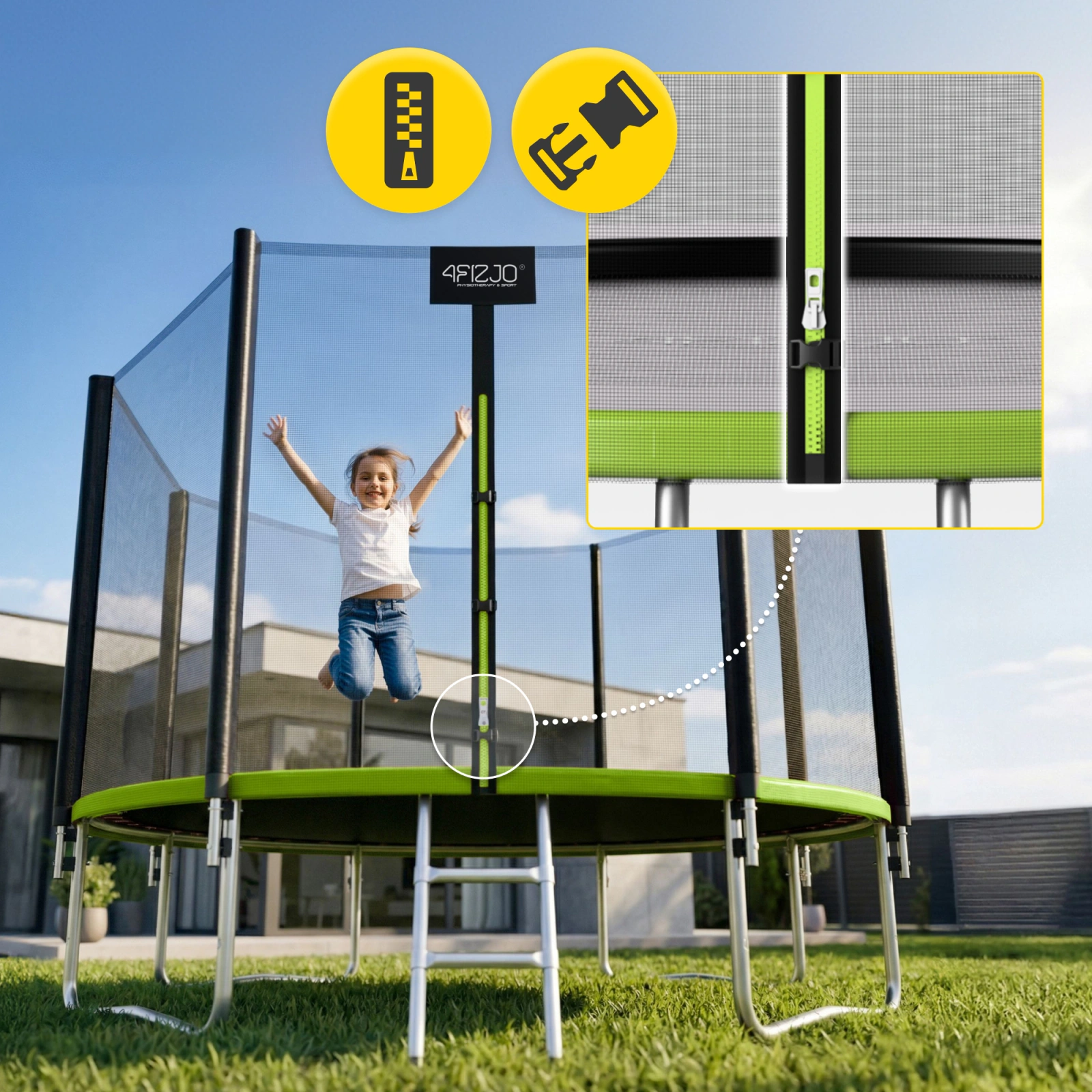 trampolina ogrodowa dla dzieci zielona