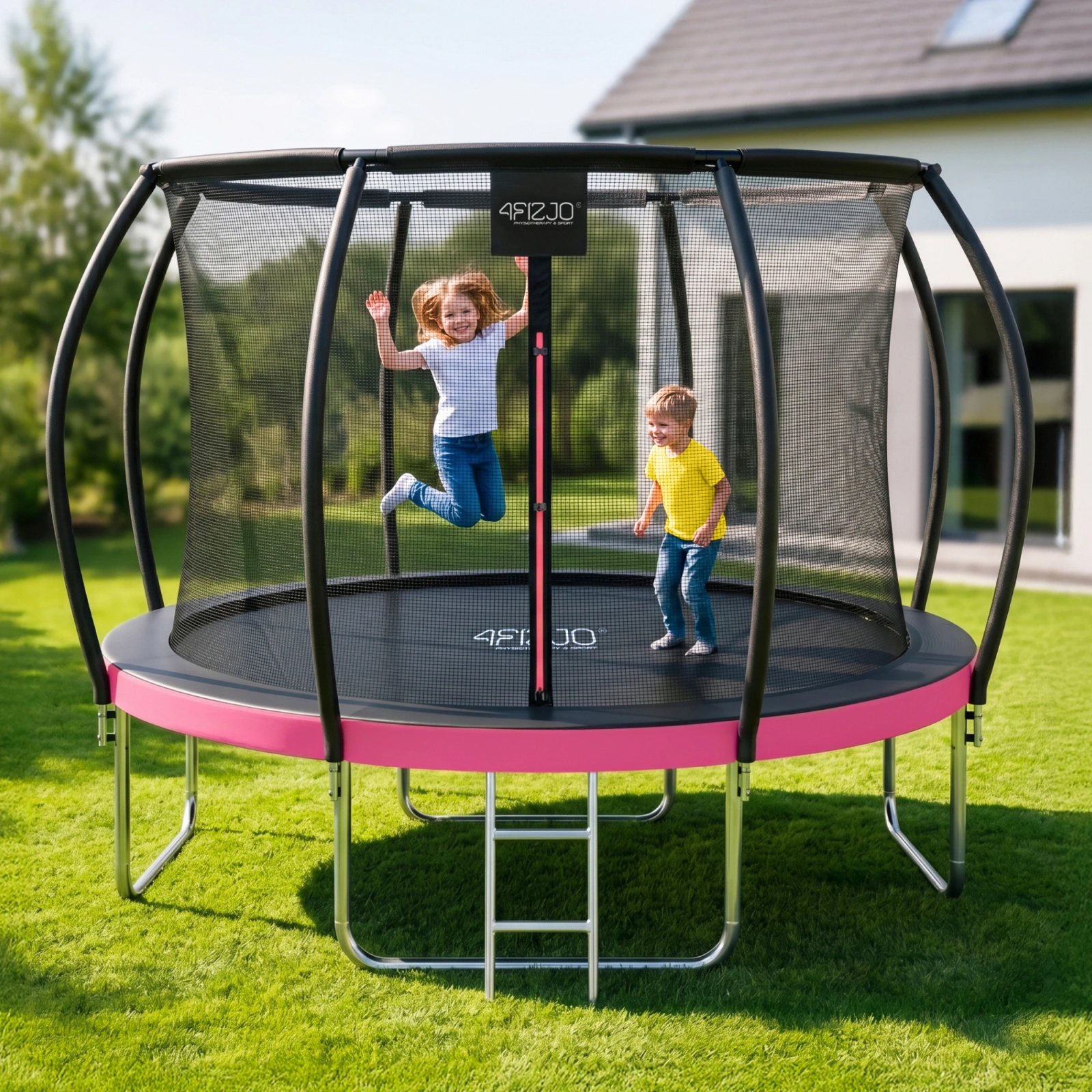 trampolina dziecieca ogrodowa pro rozowa