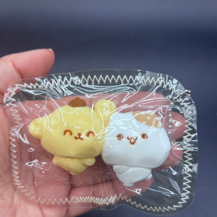 Pack of 2 mini keychain pudding dog and hamster twins Taba squishy toy