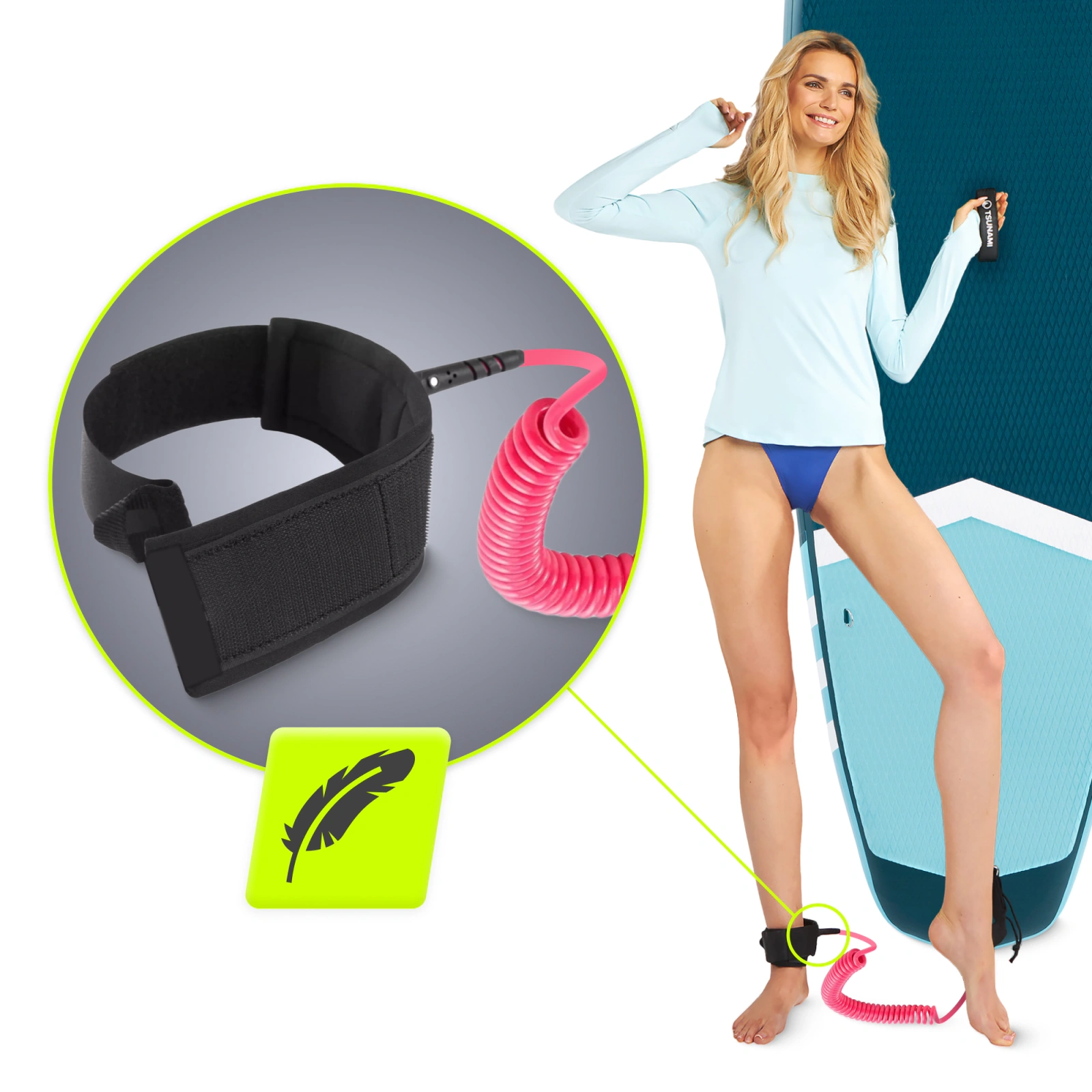 leash linka zabezpieczajaca do deski sup rozowa