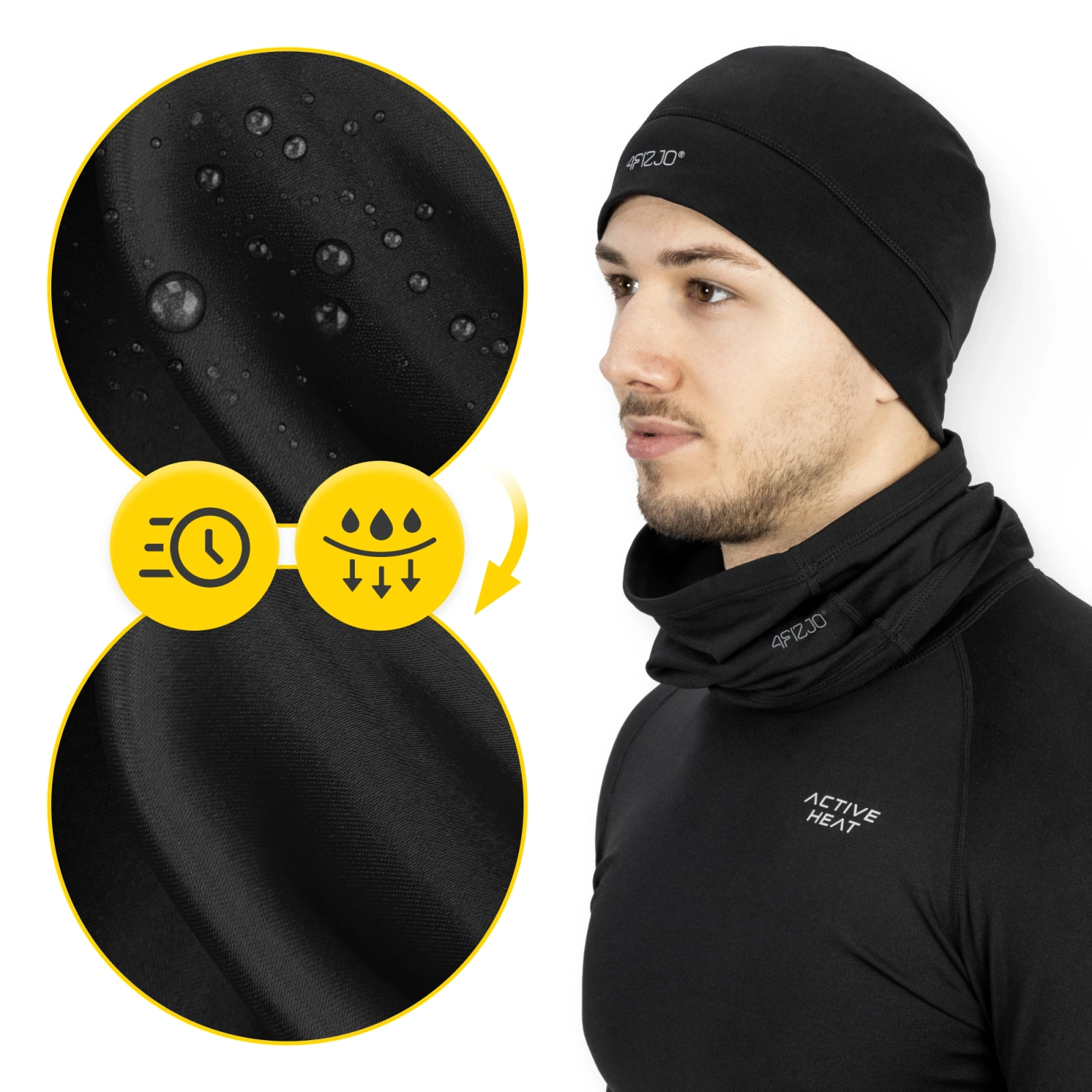 Zestaw termiczny czapka, komin i rękawiczki L/XL - czarny
