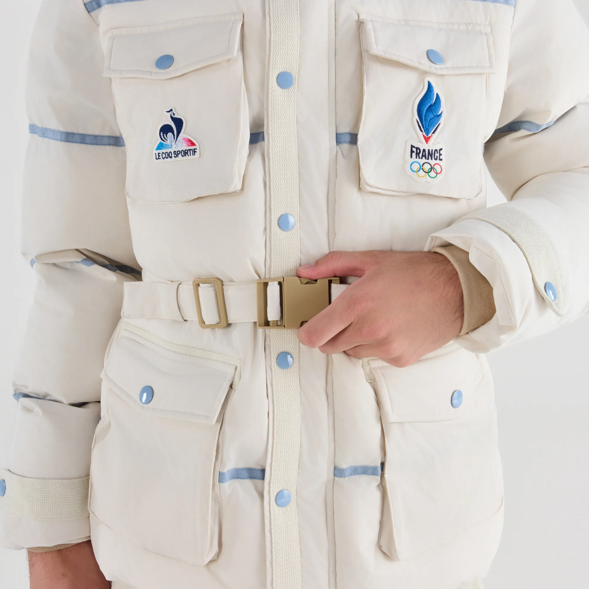 French Olympic TeamUnisex Water-Repellent Saharan Puffer Jacket with Hood                MEN'S SIZE GUIDE