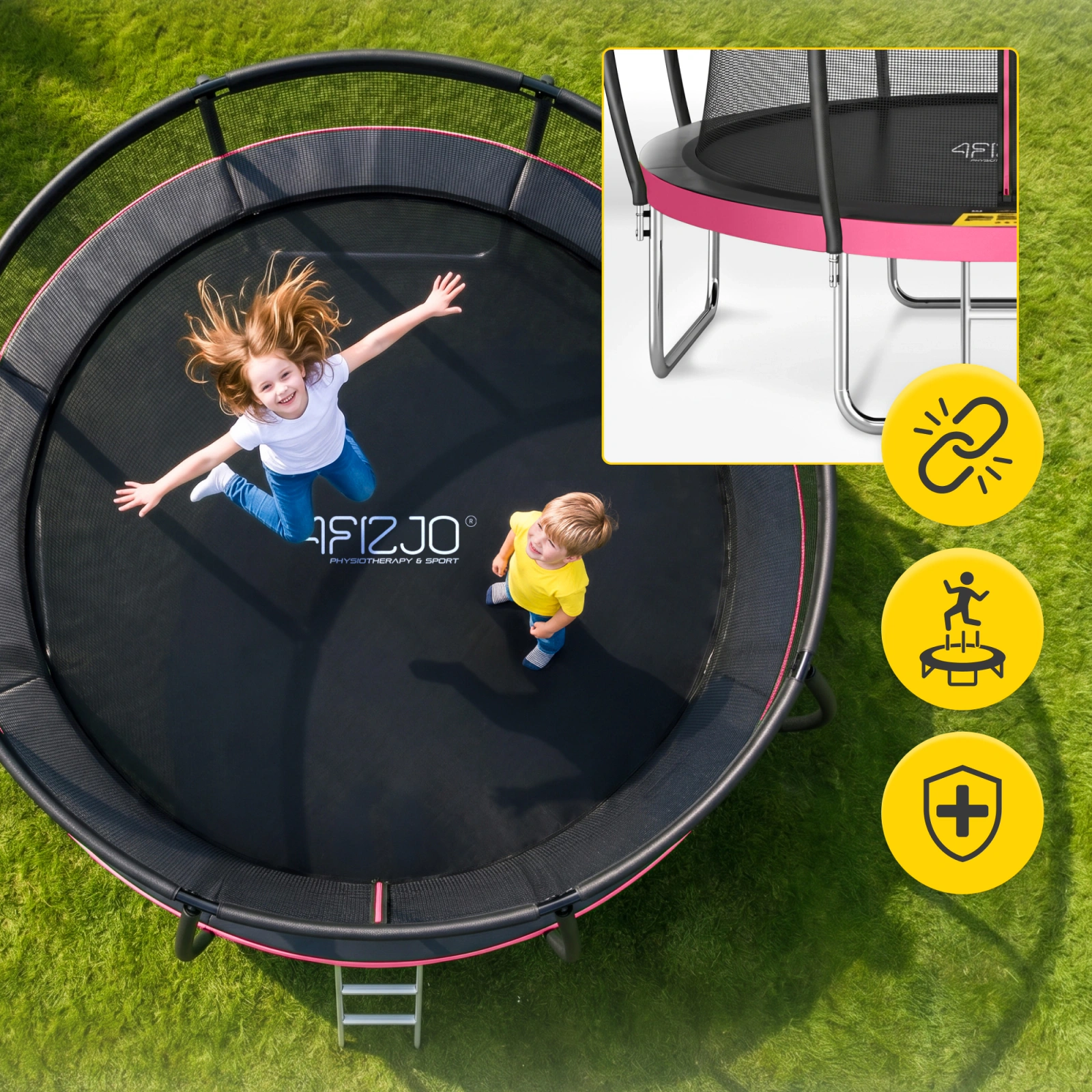 trampolina dziecieca ogrodowa pro rozowa