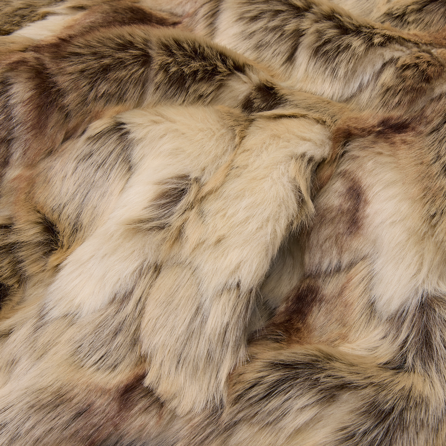 DIAMOND HOODED FUR JACKET [BROWN]
