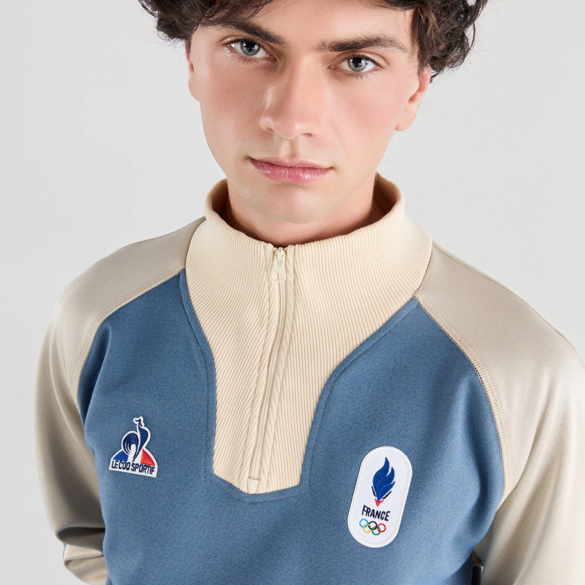 French Olympic TeamMen's Long-Sleeve Zip-Collar Polo Shirt                MEN'S SIZE GUIDE