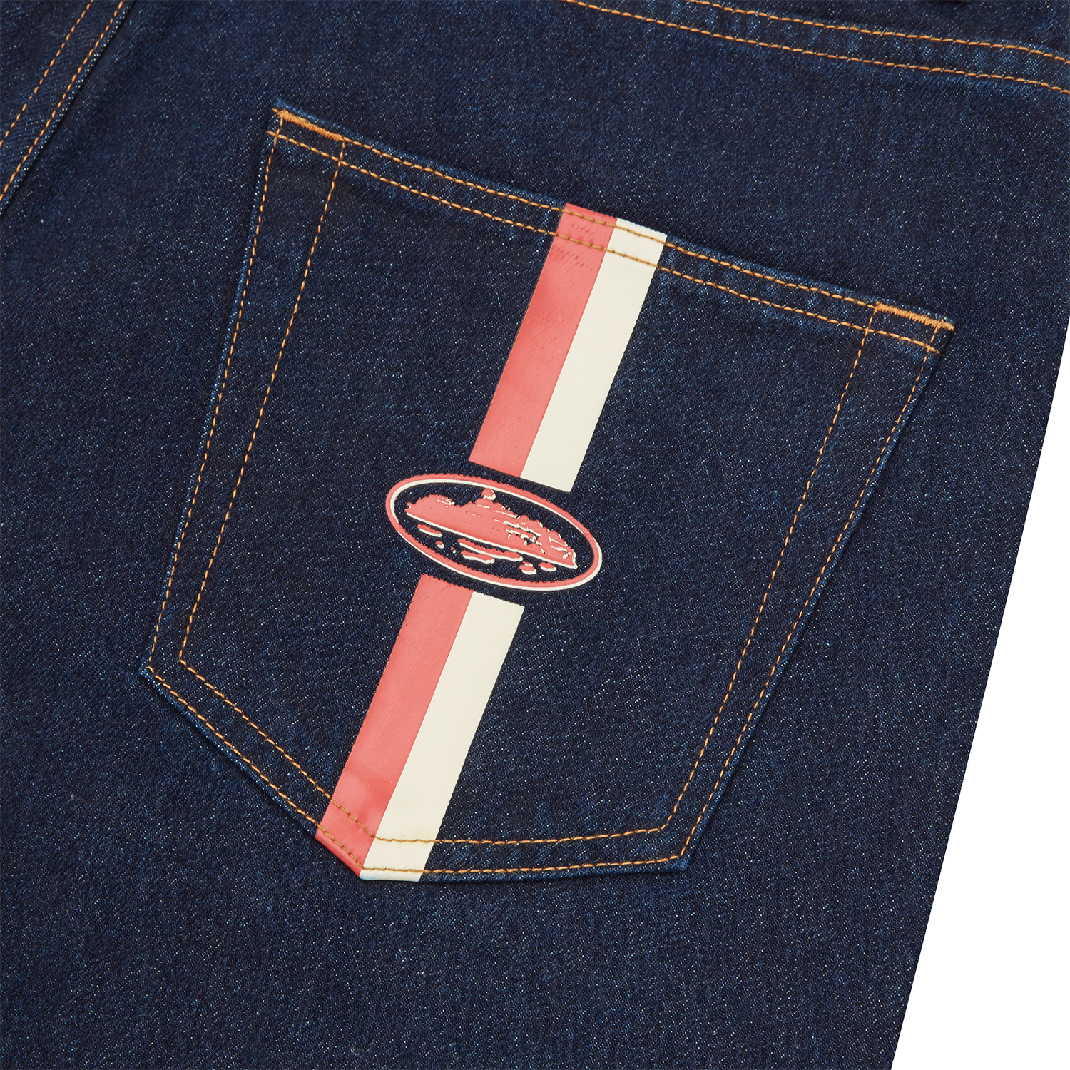 DUAL STRIPE DENIM SHORT [WASHED BLACK]