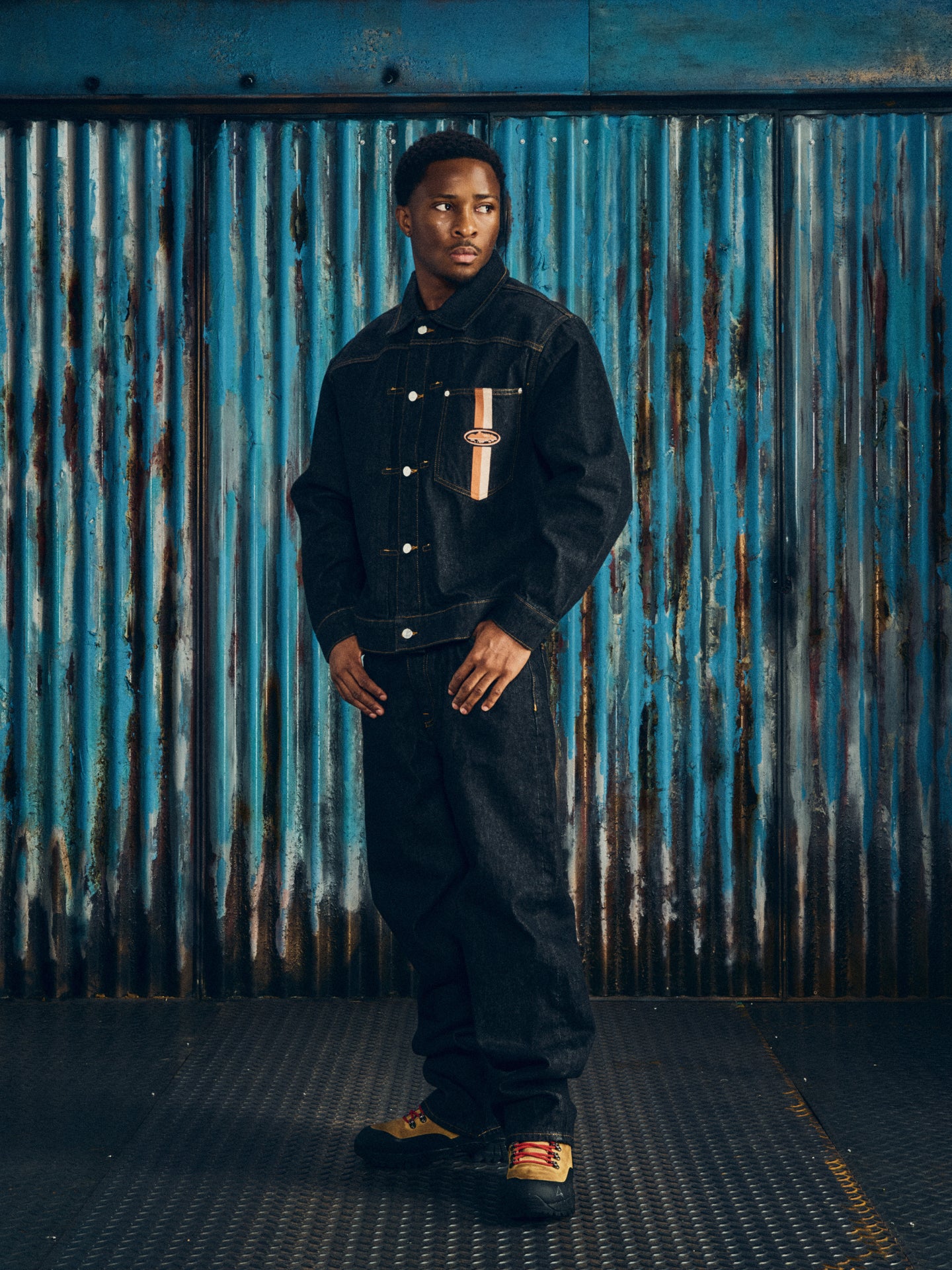 DUAL STRIPE BAGGY JEANS [MIDWASH]