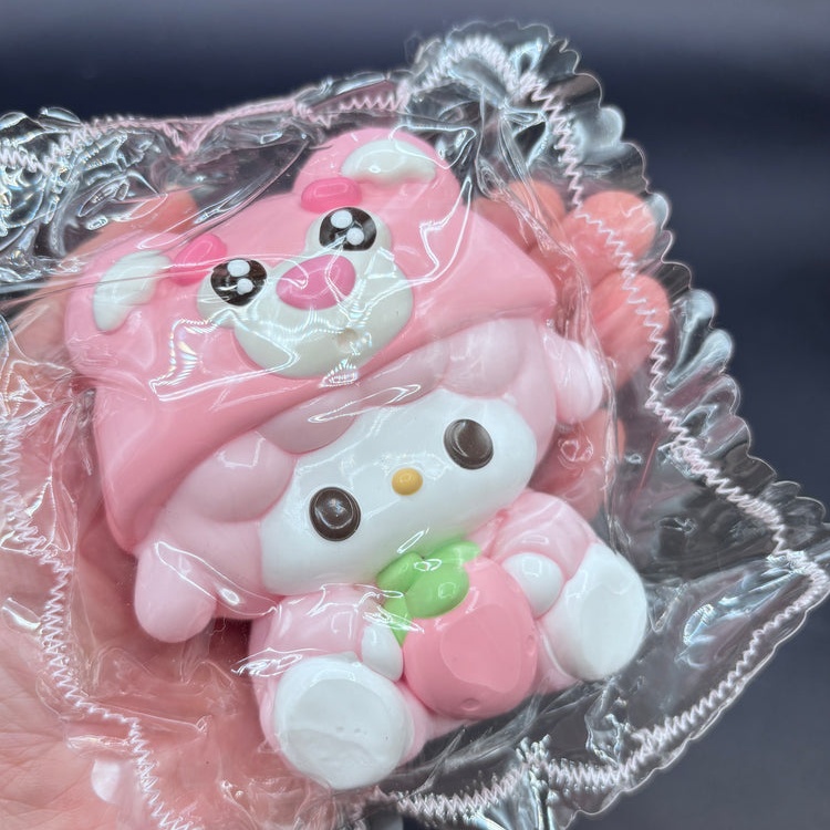 Large cute strawberry bear with piano soft taba squishy