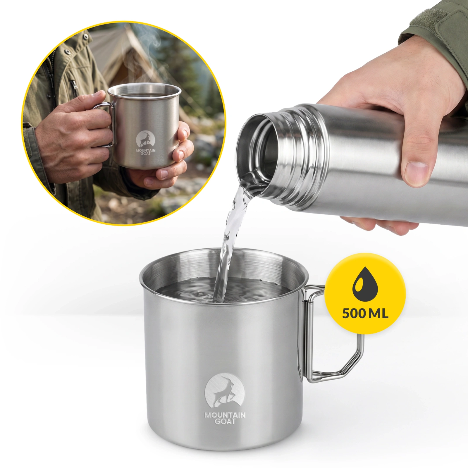 kubek turystyczny stalowy, kubek turystyczny 500 ml, kubek , stalowy kubek na kawę, kubek outdoorowy, kubek ze stali nierdzewnej 304, kubek stal nierdzewna 304, lekki kubek turystyczny, kubek jednościenny, kubek z metalową rączką