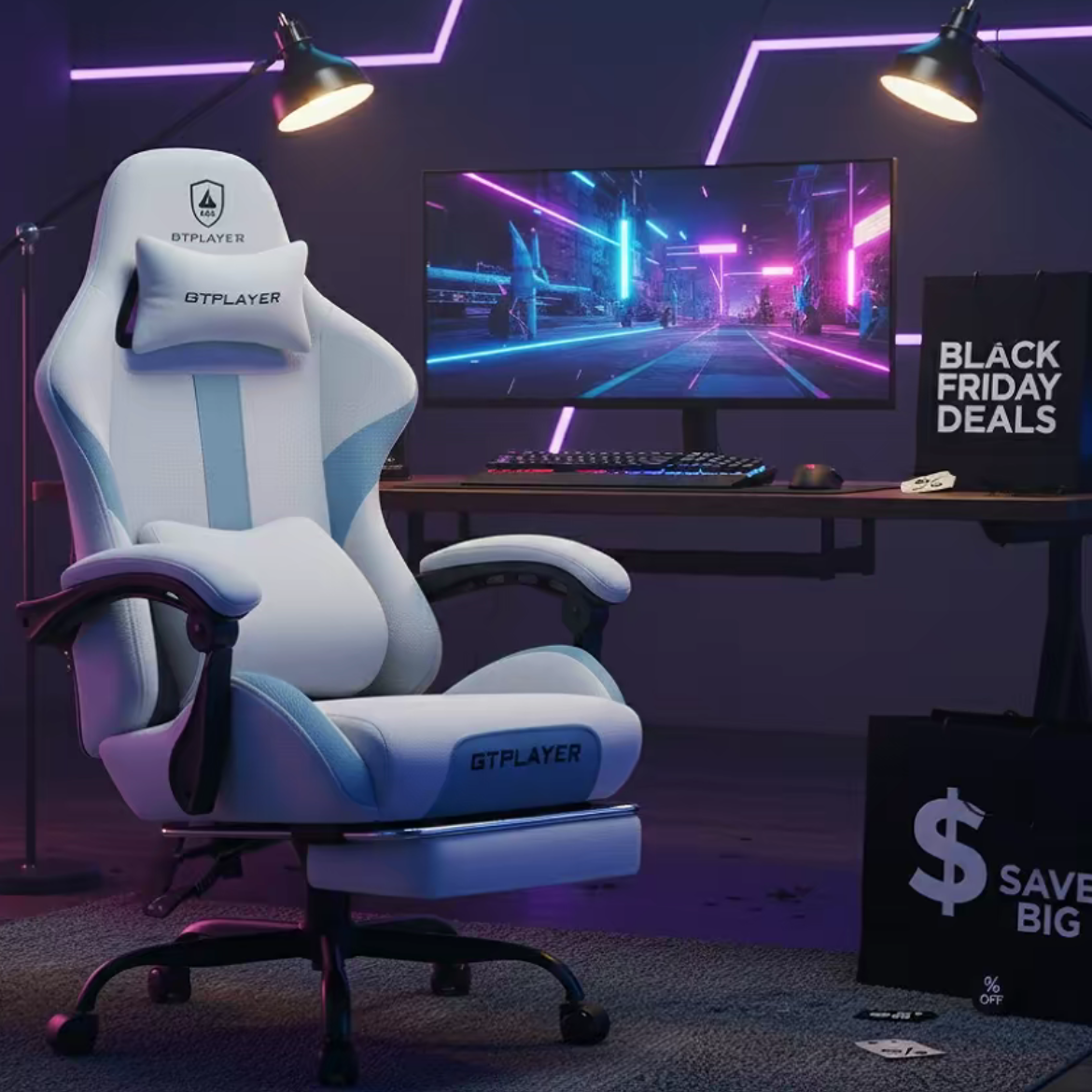 GTPLAYER Gaming Reclining Swivel Chair
