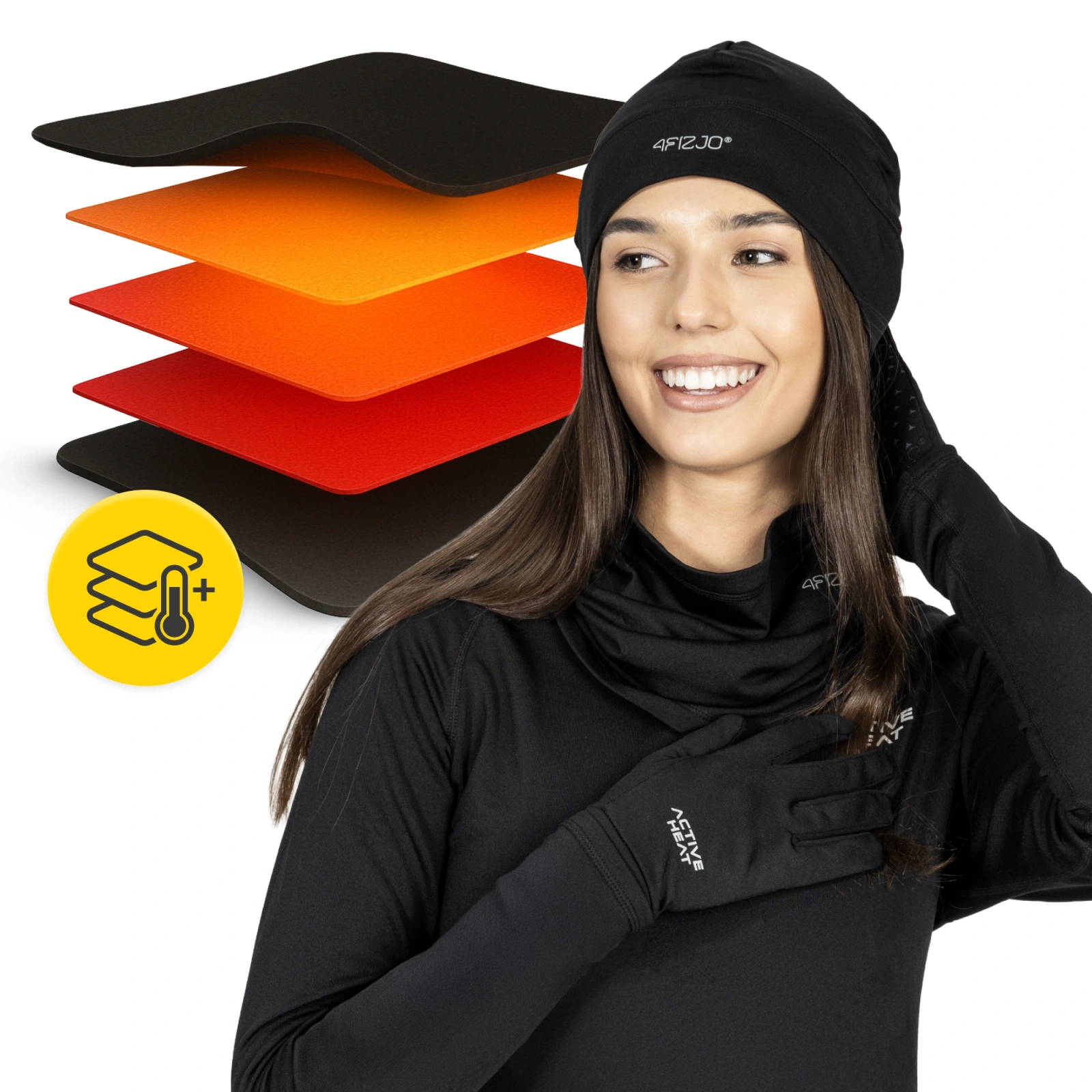 Zestaw termiczny czapka, komin i rękawiczki L/XL - czarny