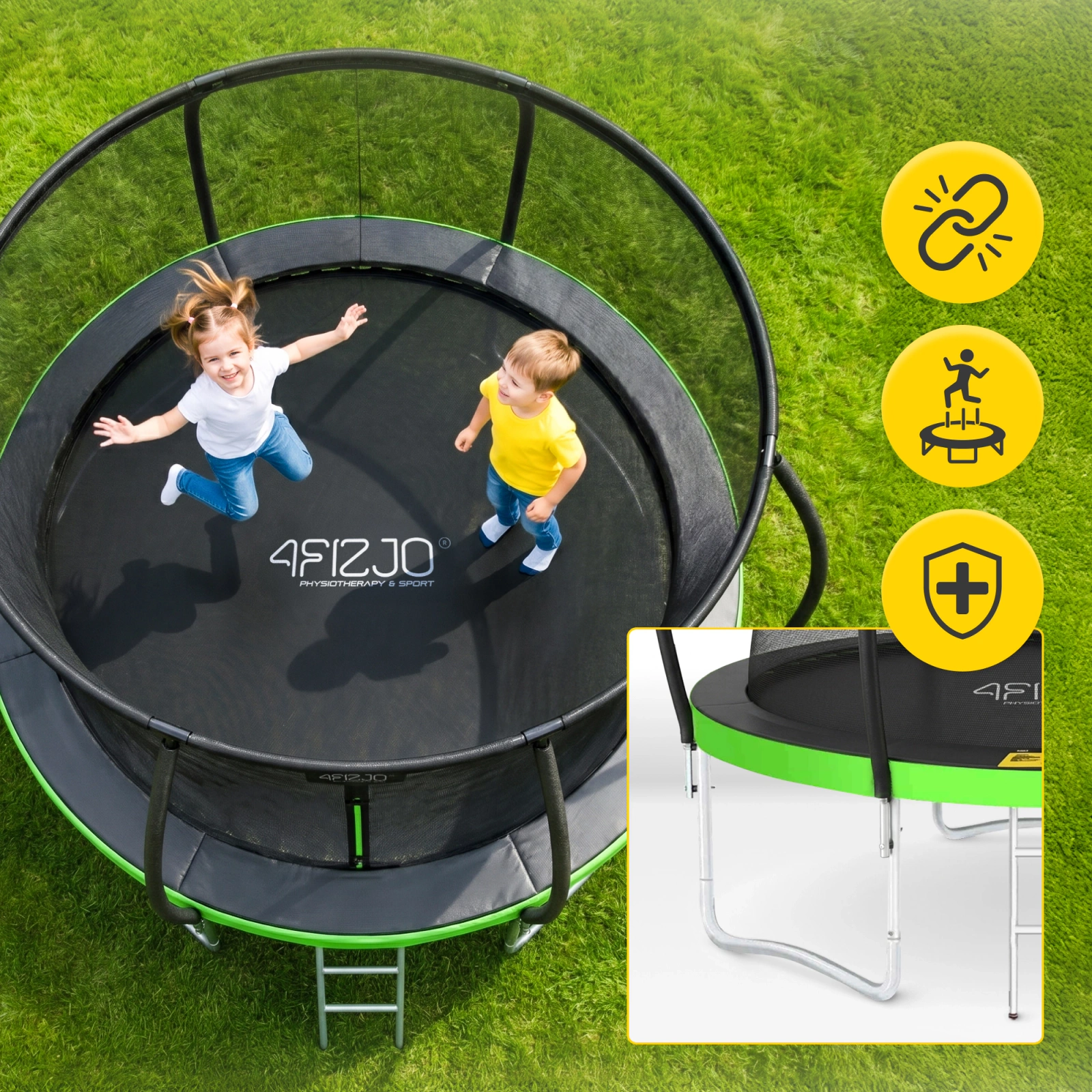 trampolina ogrodowa z siatka wewnetrzna