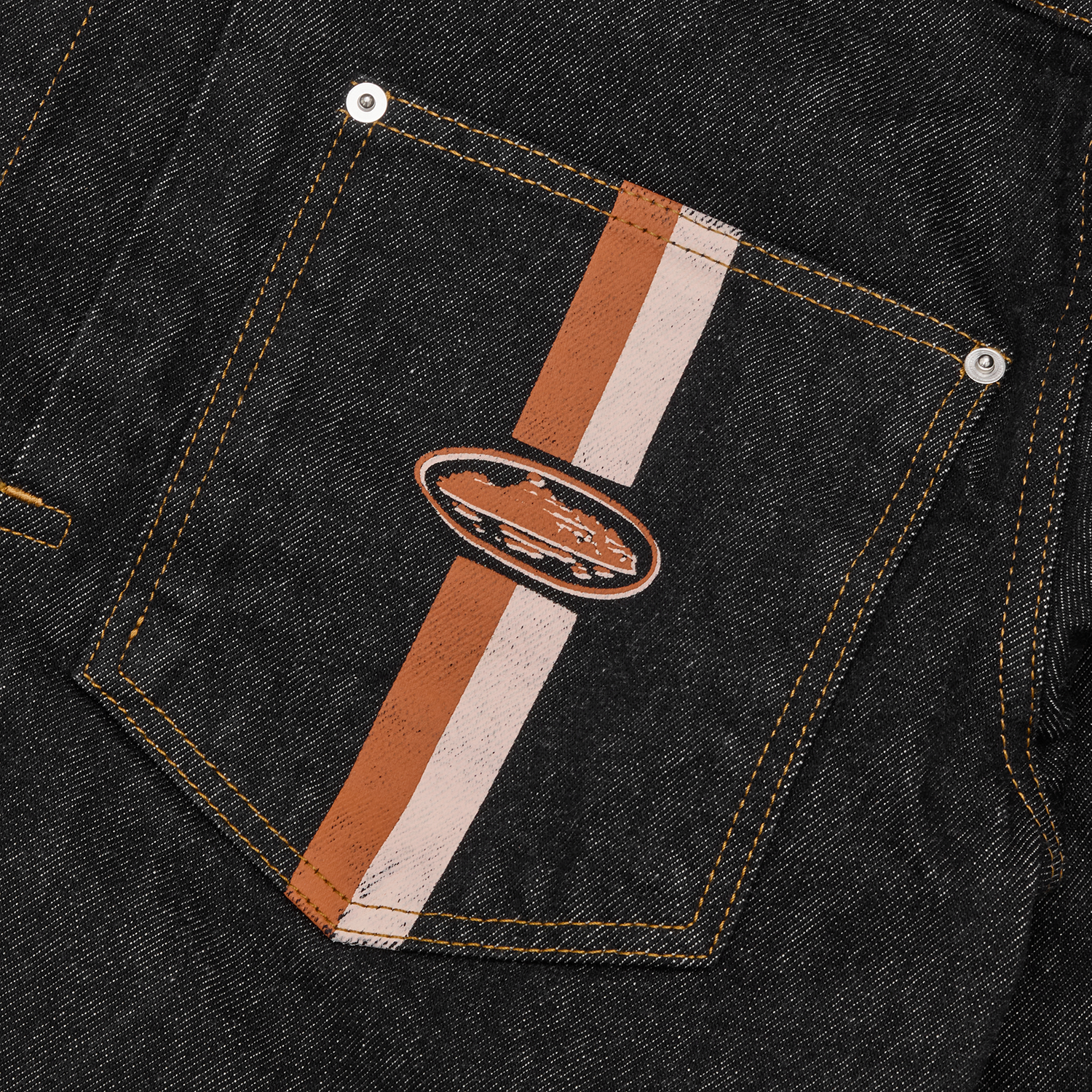 DUAL STRIPE DENIM JACKET [MIDWASH]