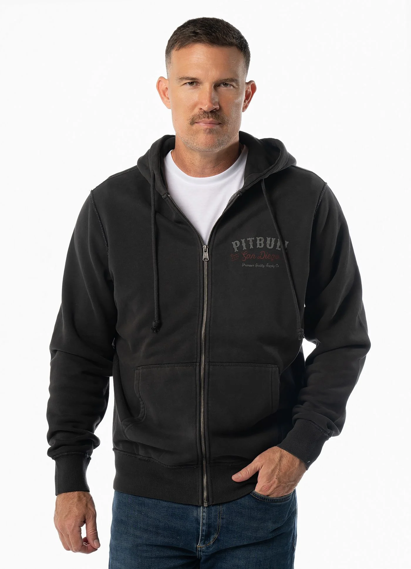 Bluza rozpinana z kapturem Washed STRENGTH & RESPECT