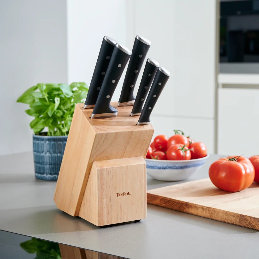 Tefal Ice Force Stainless Steel 6pc Knife Set with Block