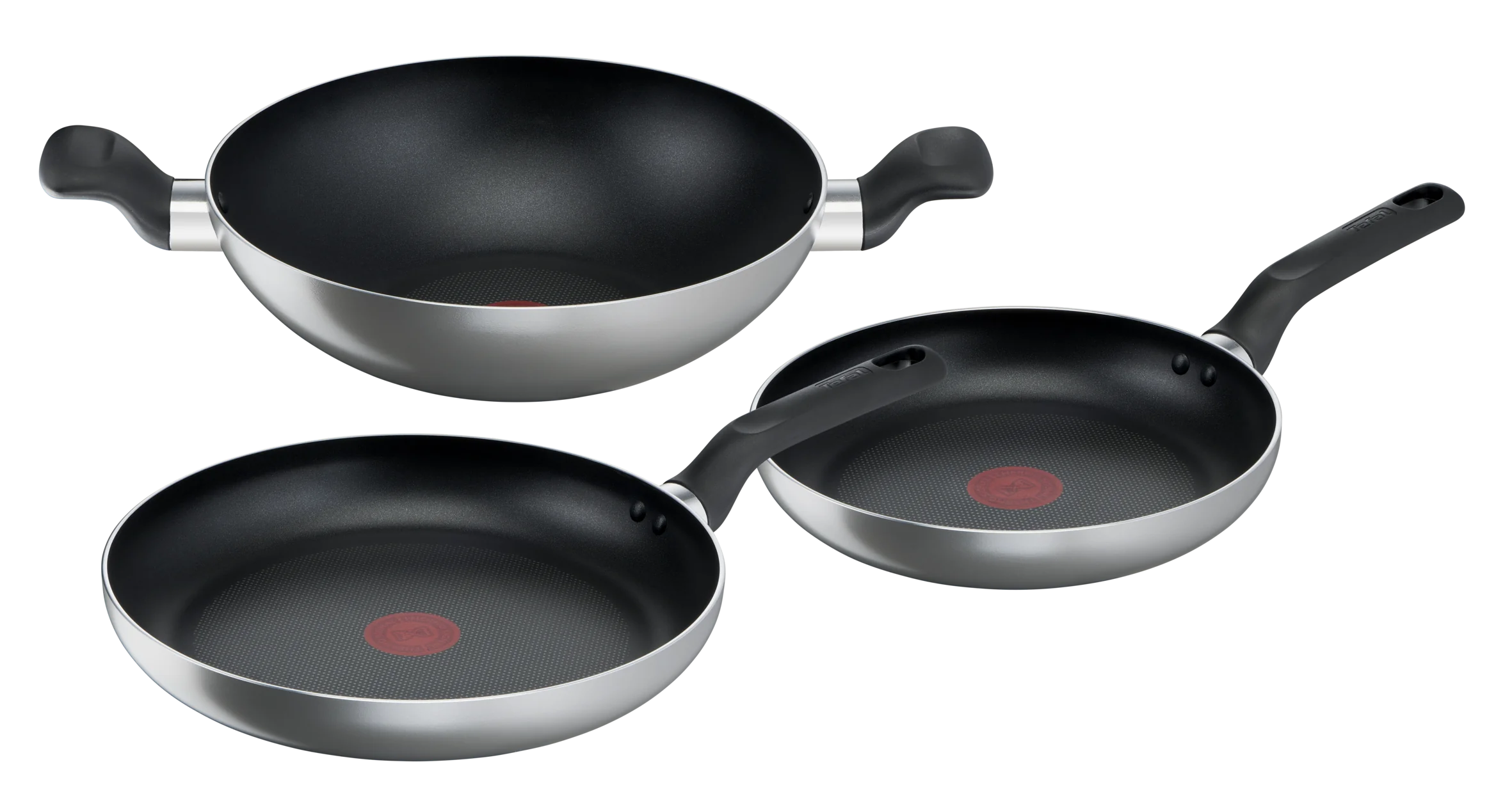 Tefal Matt Grey 3pc Set (Frypan 24/28cm, Wok 28cm)