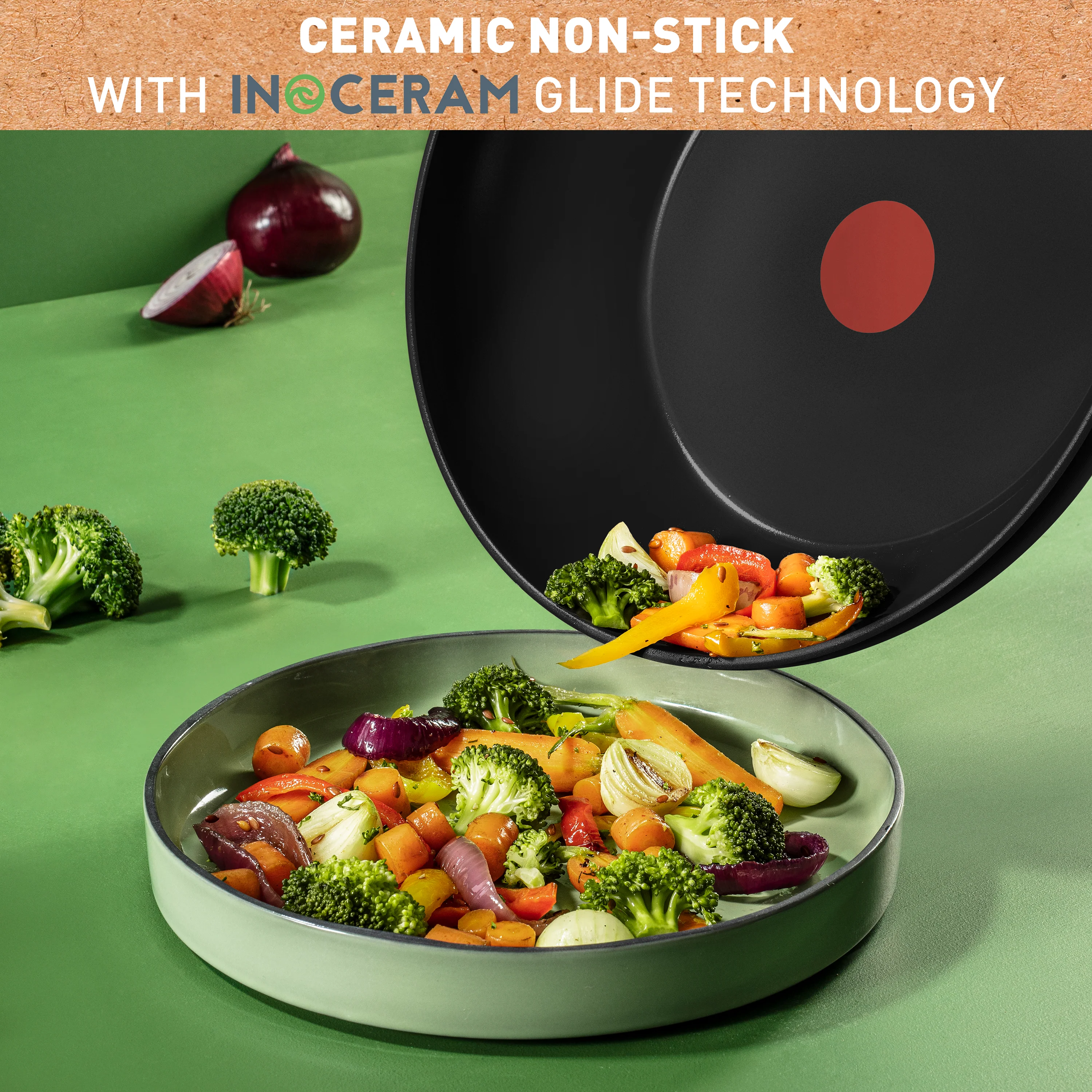 Tefal Renew Black Wok 28cm - C4321923 - Ceramic Non-Stick Coating