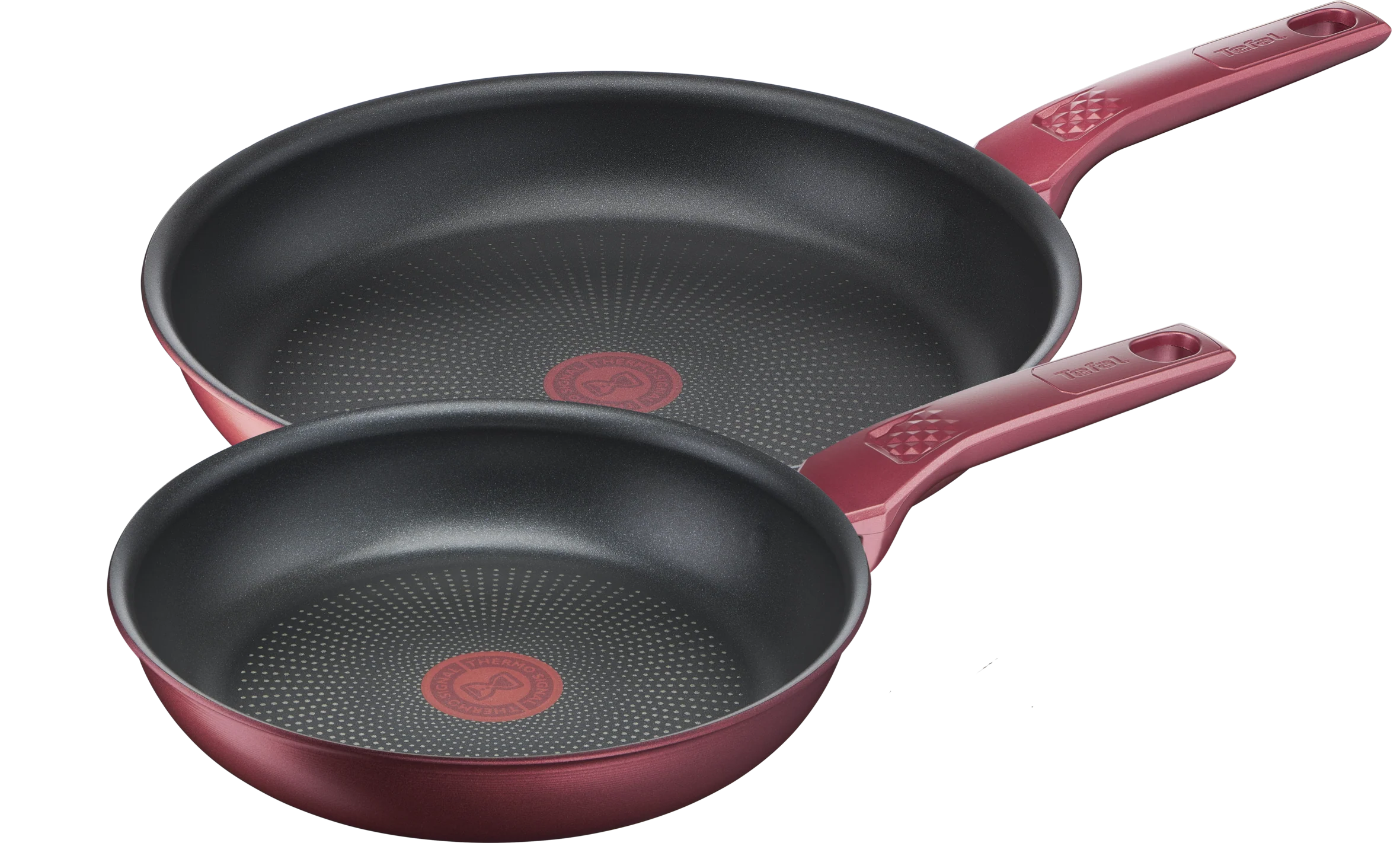 Tefal Daily Chef Red Non-Stick Induction Twin Pack Frypan Set 22/28cm