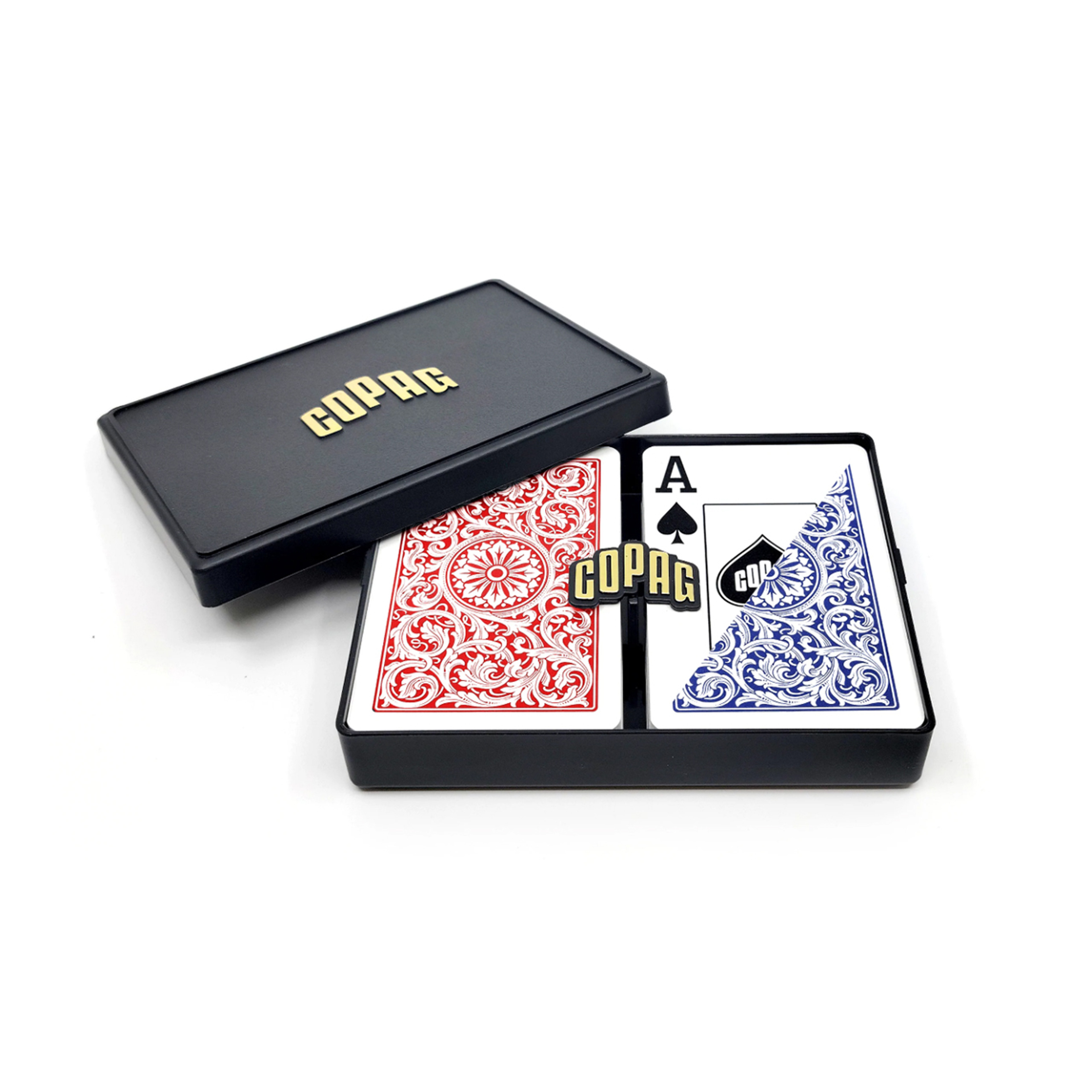 1546 Red and Blue Narrow Size. Jumbo Index. 100% Plastic Playing Cards - Double Deck Set