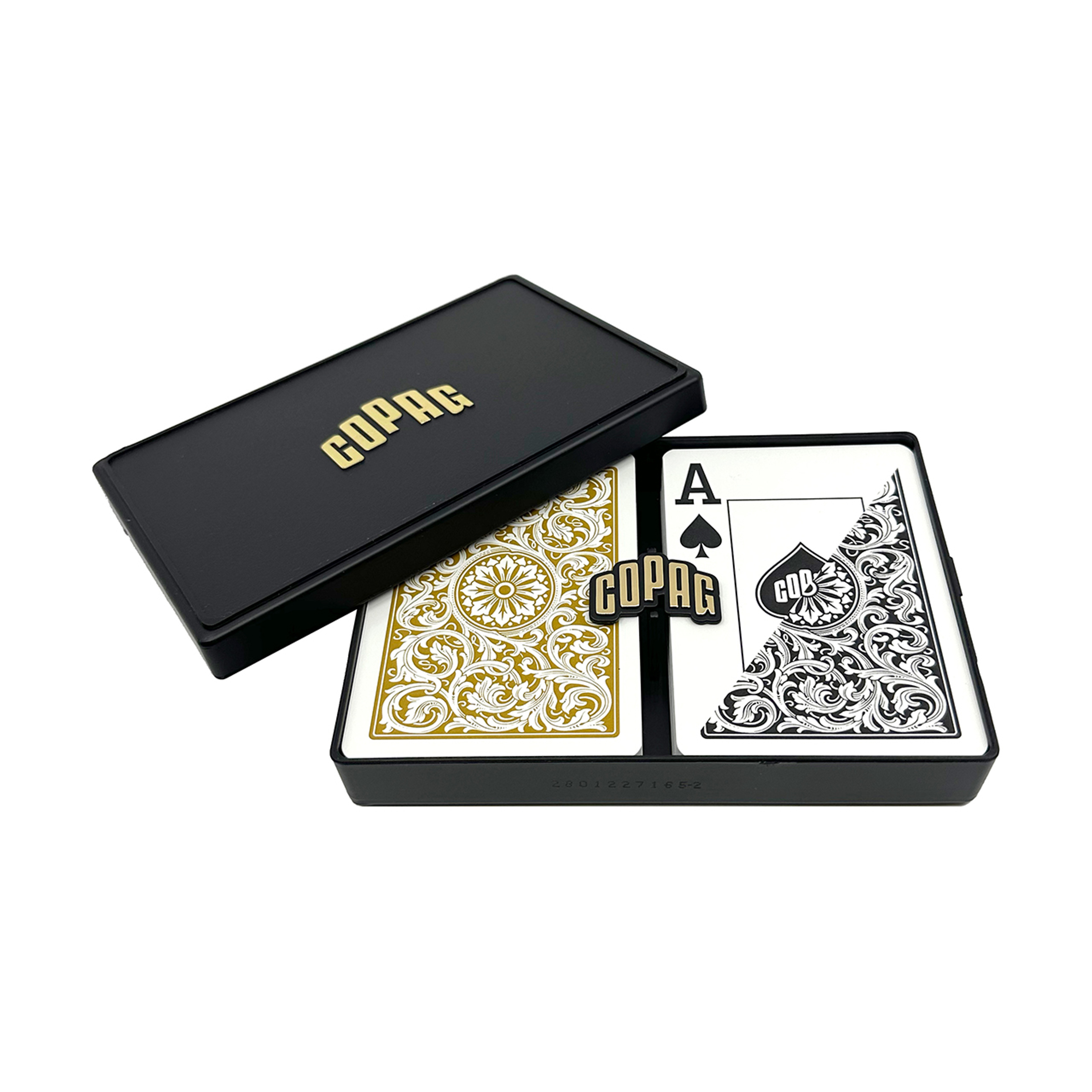 1546 Black and Gold Standard Size. Jumbo Index. 100% Plastic Playing Cards - Double Deck Set