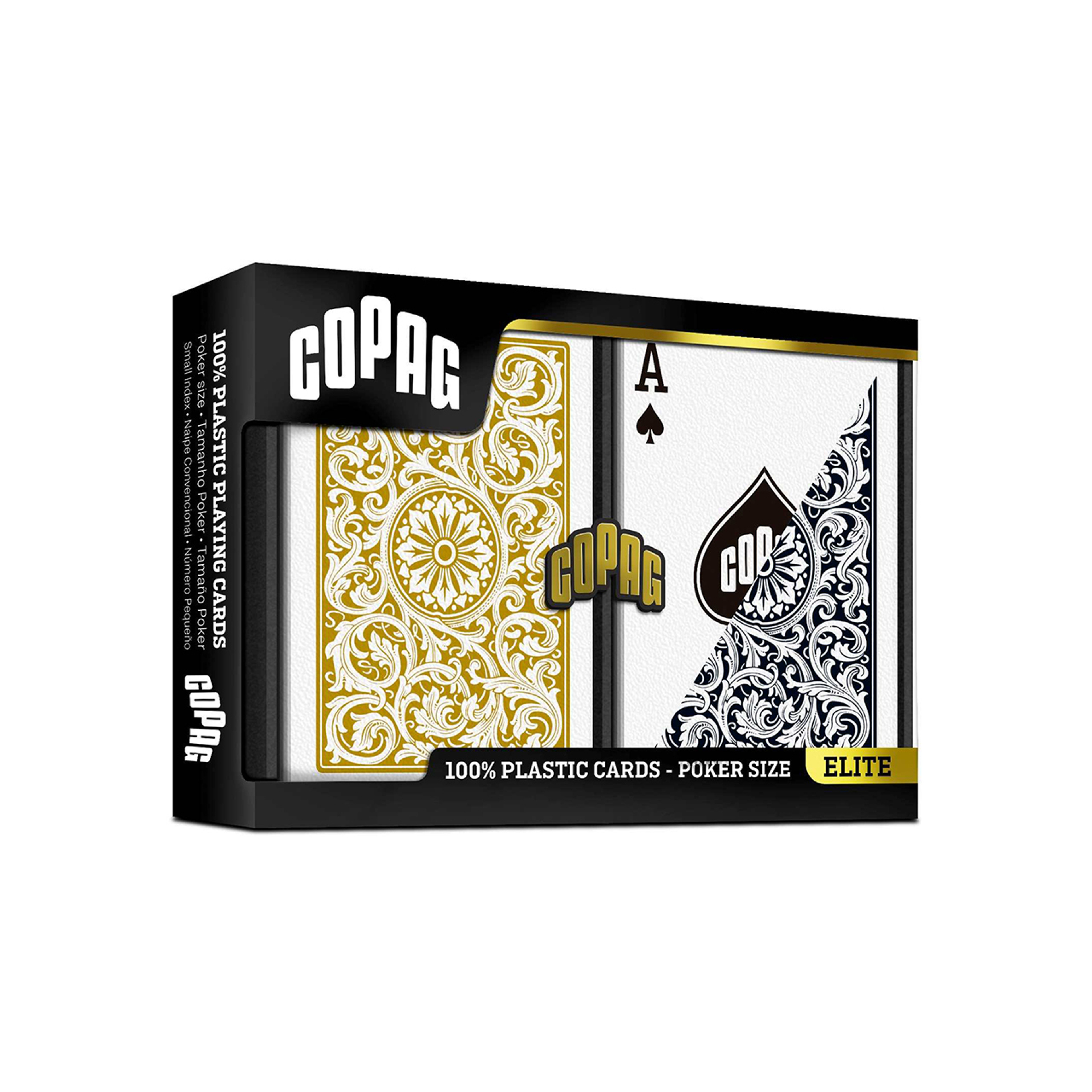 1546 Black and Gold Standard Size. Regular Index. 100% Plastic Playing Cards - Double Deck Set