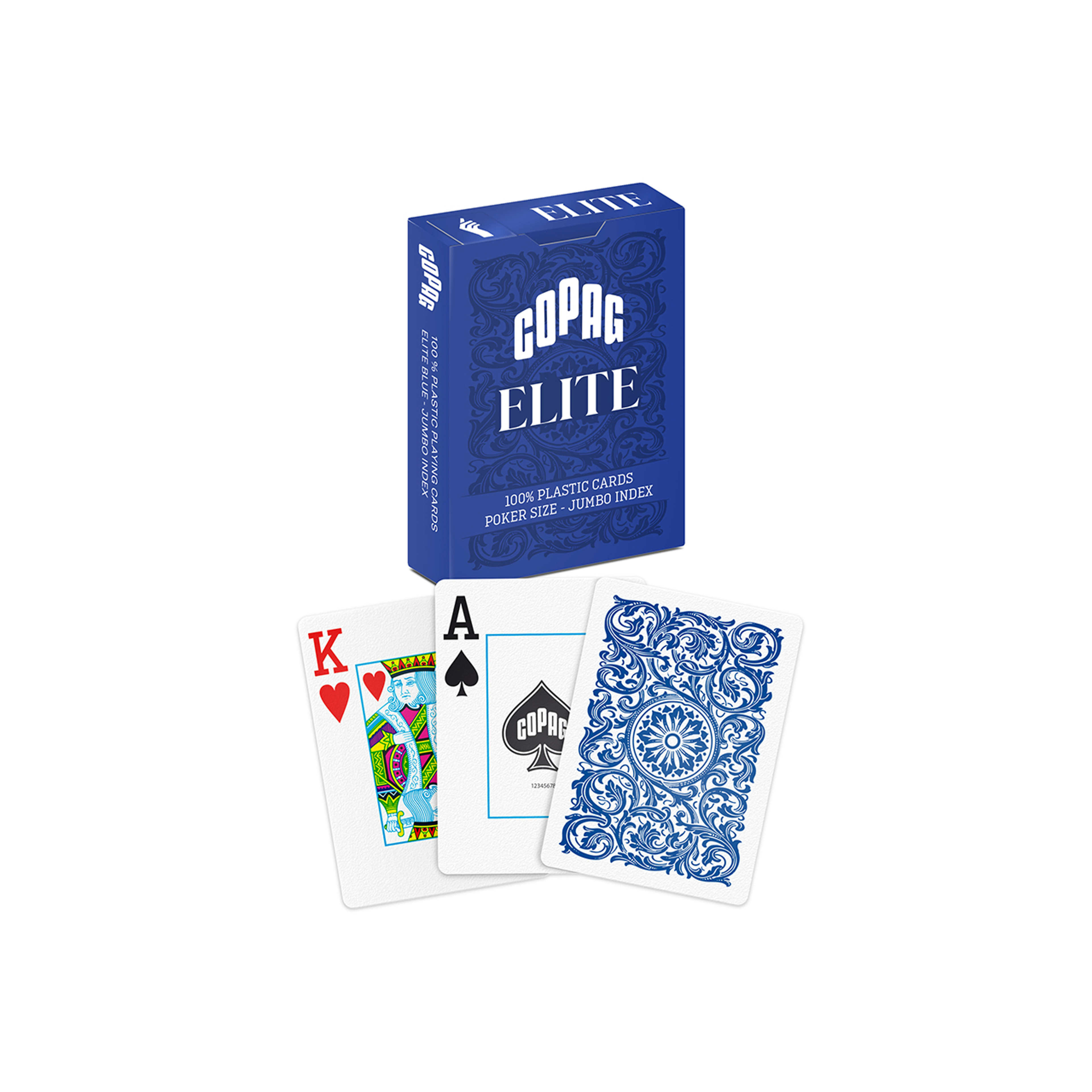Elite Blue Standard Size. Jumbo Index. 100% Plastic Playing Cards - Single Deck