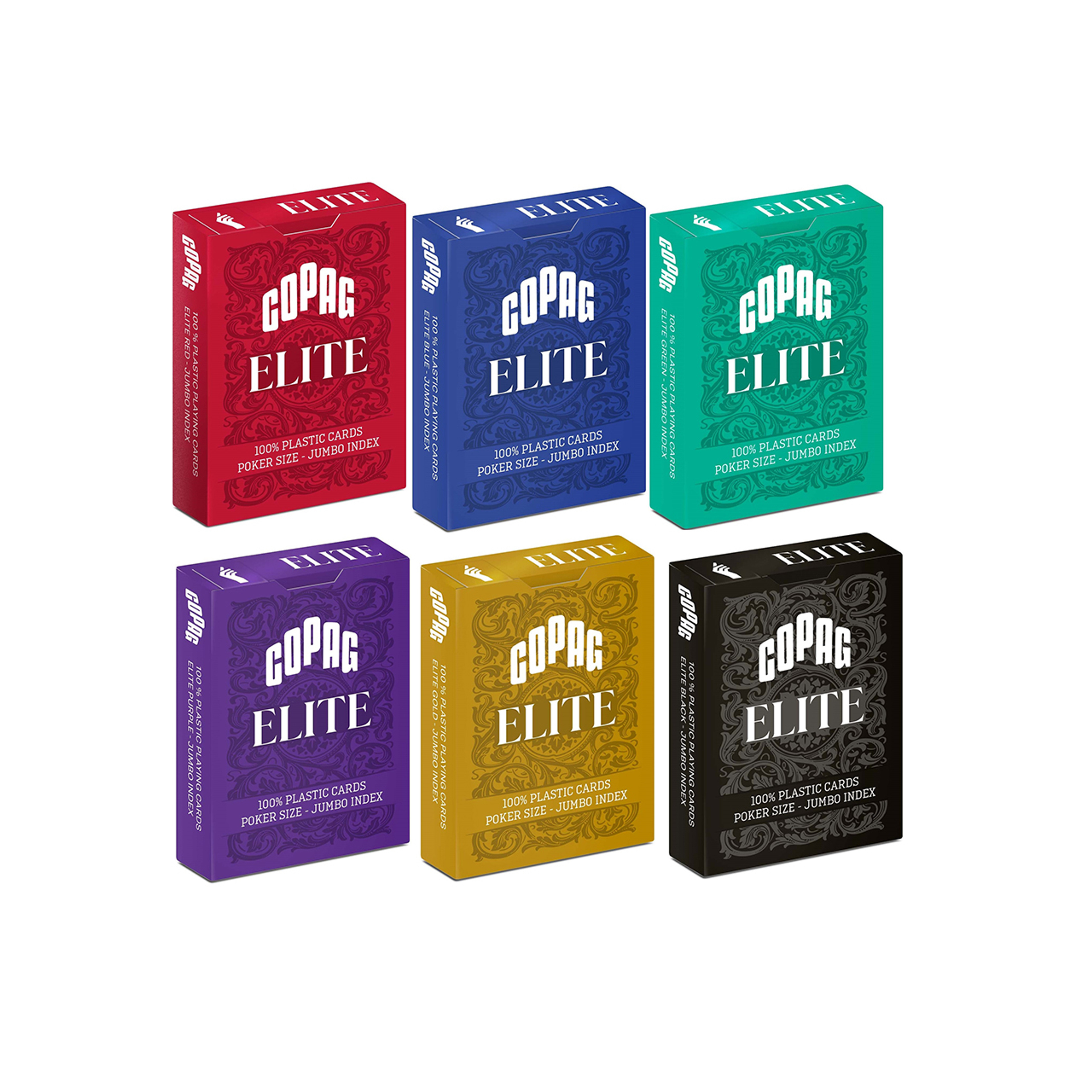 Elite Mixed Color Single Decks Standard Size. Jumbo Index. 100% Plastic Playing Cards - 12 Pack