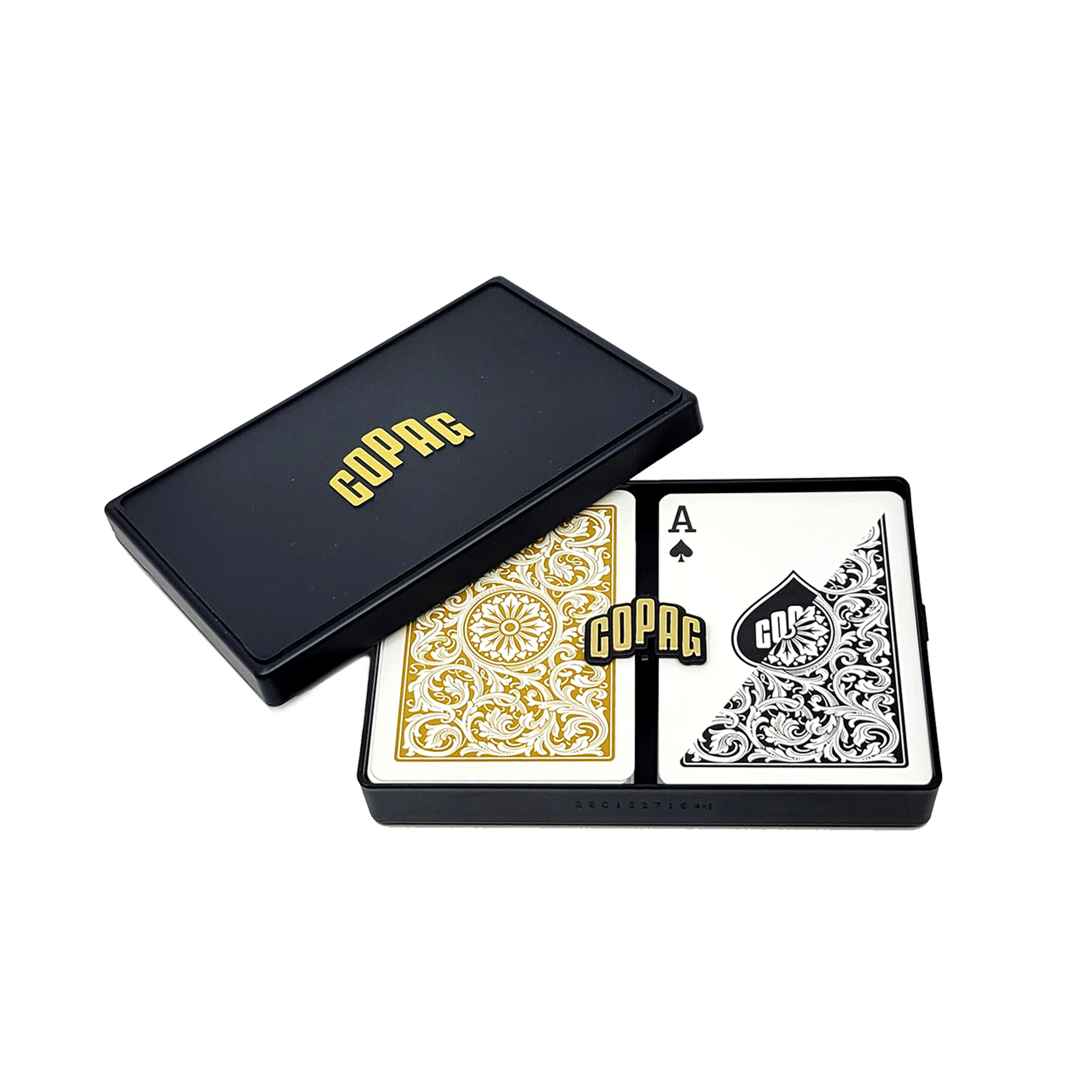 1546 Black and Gold Standard Size. Regular Index. 100% Plastic Playing Cards - Double Deck Set