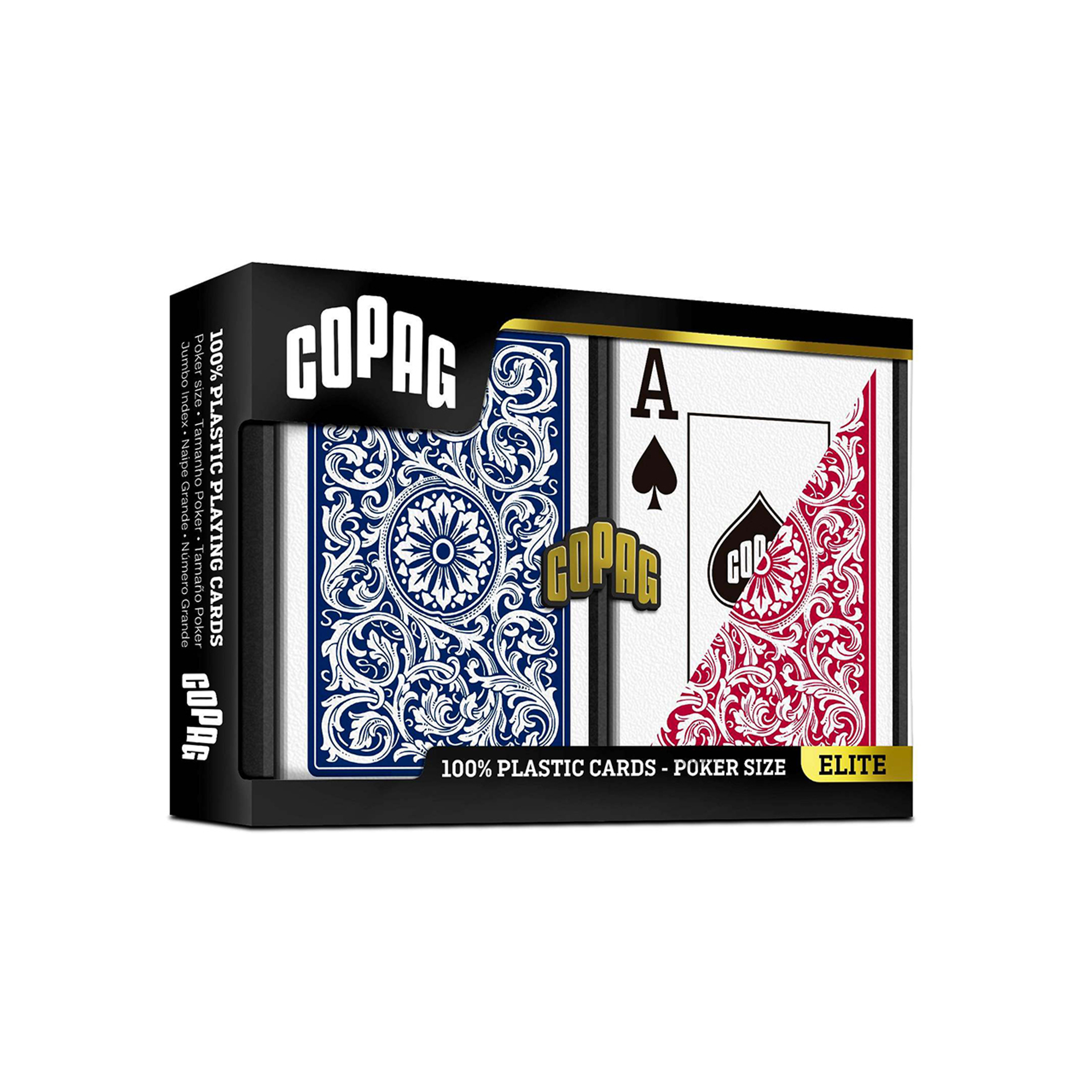 1546 Red and Blue Standard Size. Jumbo Index. 100% Plastic Playing Cards - Double Deck Set