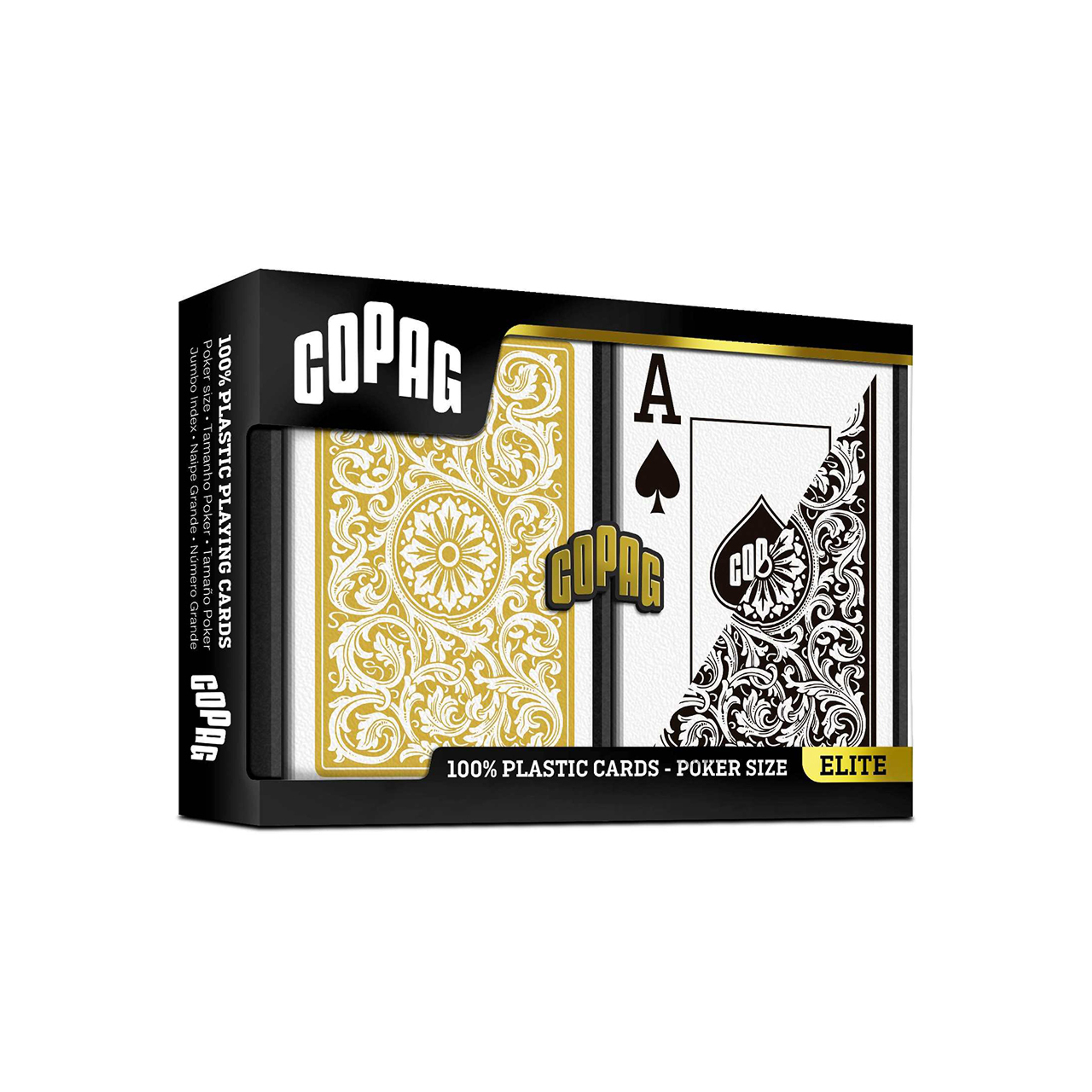 1546 Black and Gold Standard Size. Jumbo Index. 100% Plastic Playing Cards - Double Deck Set